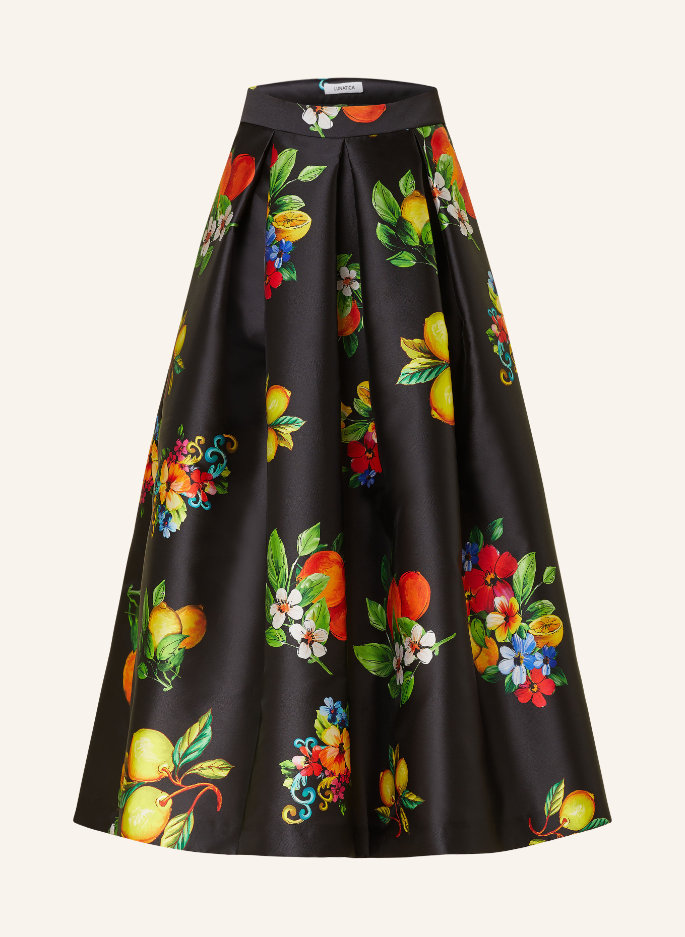 LUNATICA MILANO Pleated skirt, Color: BLACK/ YELLOW/ ORANGE (Image 1)