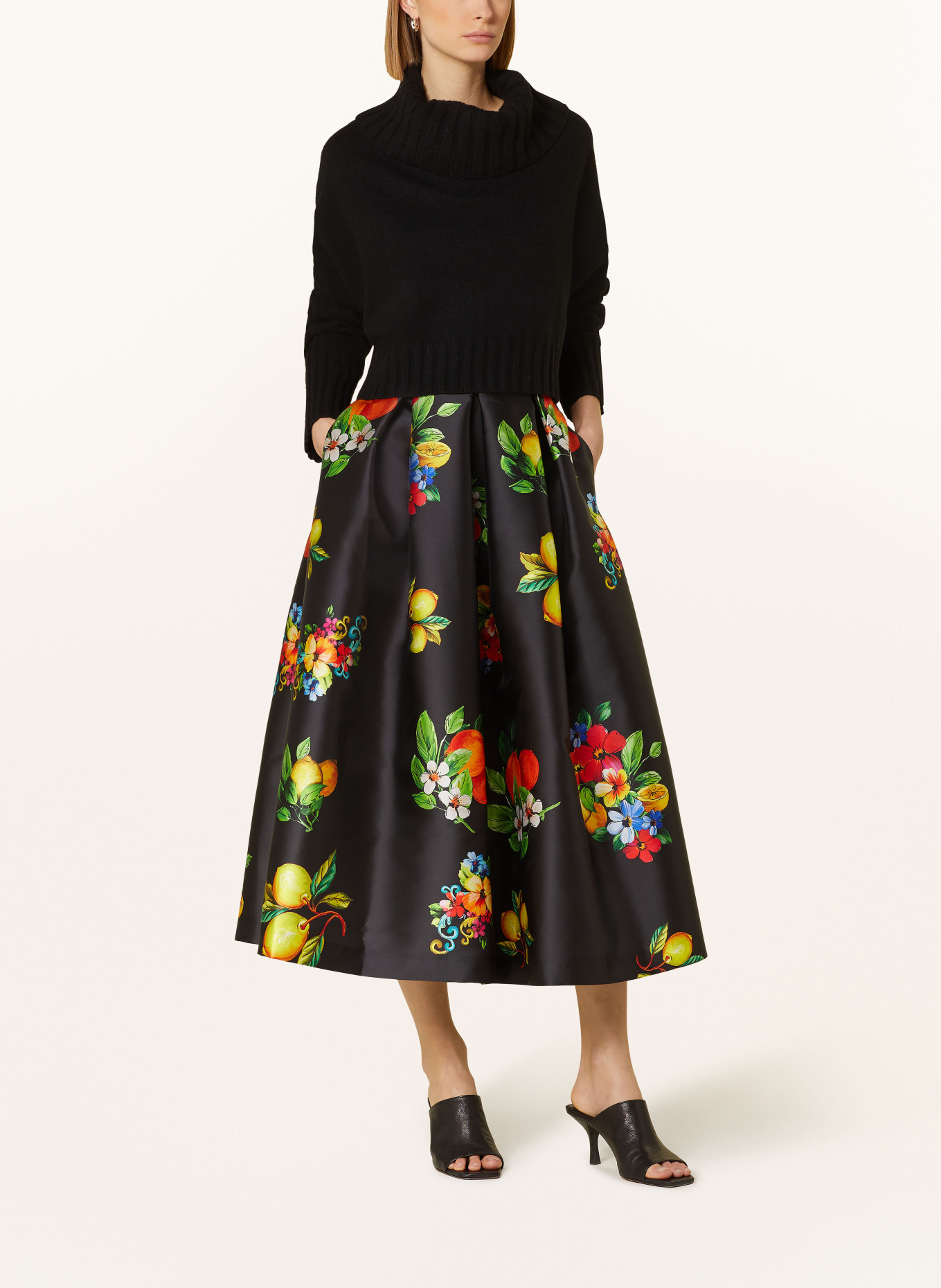 LUNATICA MILANO Pleated skirt, Color: BLACK/ YELLOW/ ORANGE (Image 2)