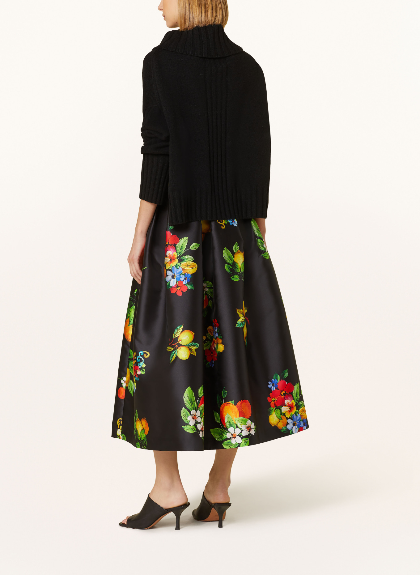 LUNATICA MILANO Pleated skirt, Color: BLACK/ YELLOW/ ORANGE (Image 3)
