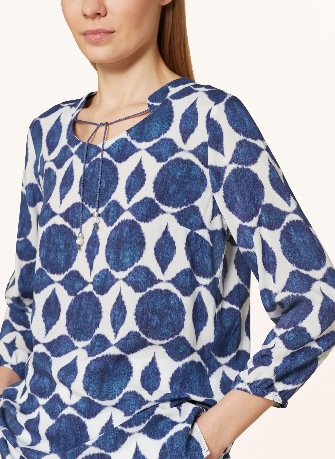 CARTOON Shirt blouse with 3/4 sleeves, Color: CREAM/ BLUE (Image 4)