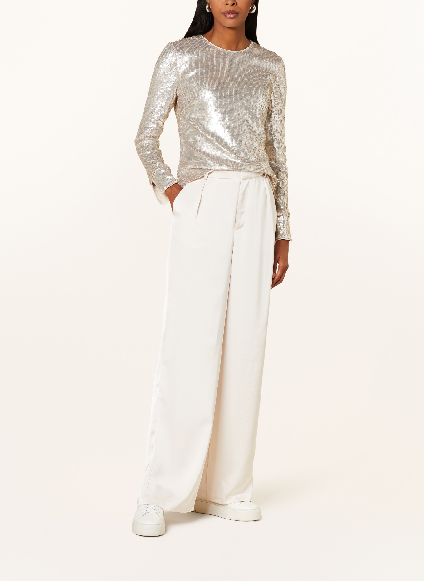 WHISTLES Long sleeve shirt with sequins, Color: SILVER (Image 2)