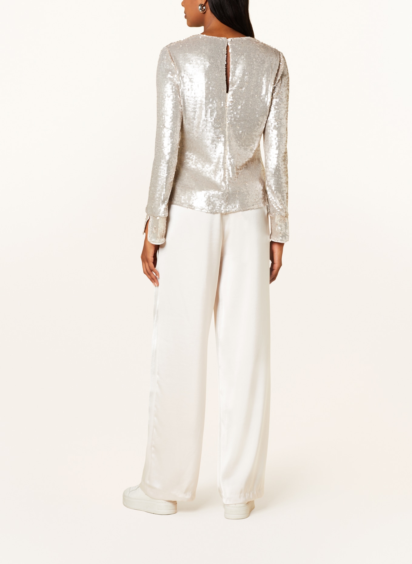 WHISTLES Long sleeve shirt with sequins, Color: SILVER (Image 3)