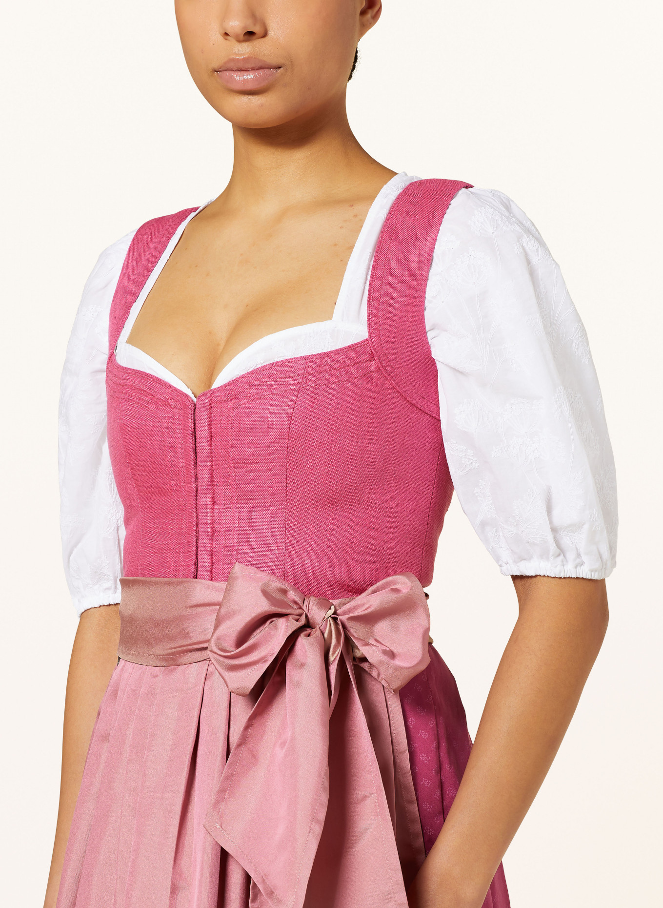 CocoVero Dirndl NELLIE mit Leinen: FUCHSIA / ROSÉ