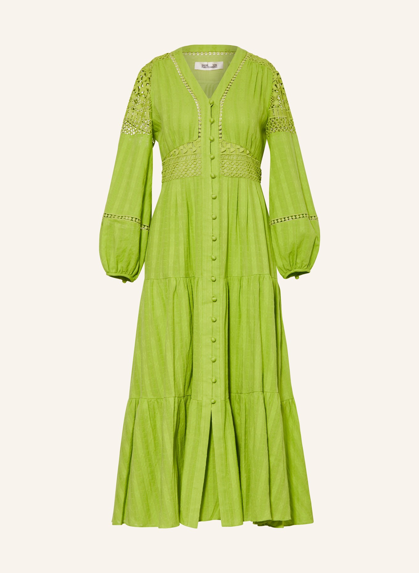 DIANE VON FURSTENBERG Dress GIGI with ruffles and lace, Color: GREEN (Image 1)