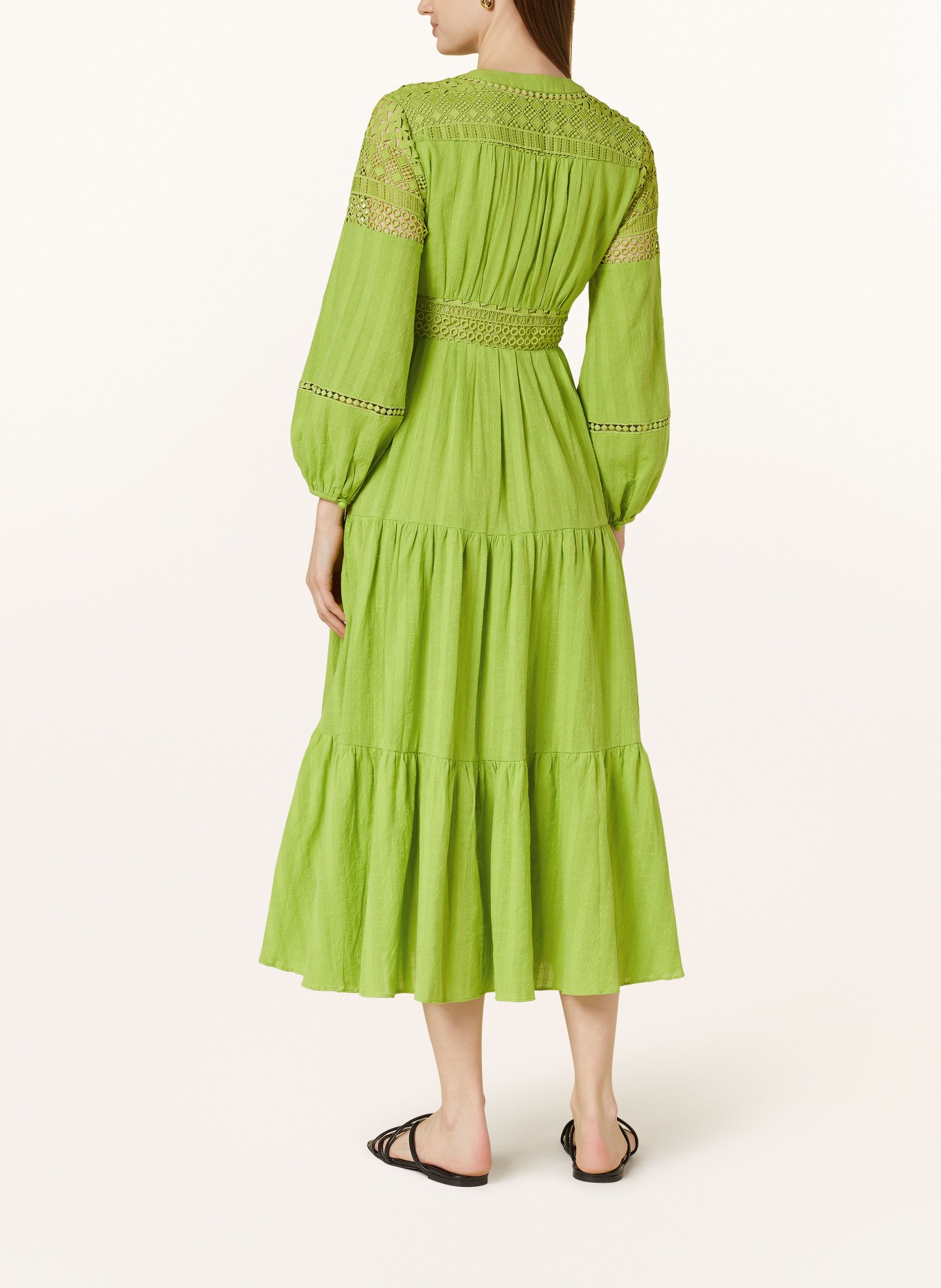 DIANE VON FURSTENBERG Kleid GIGI mit Rüschen und Spitze, Farbe: GRÜN (Bild 3)
