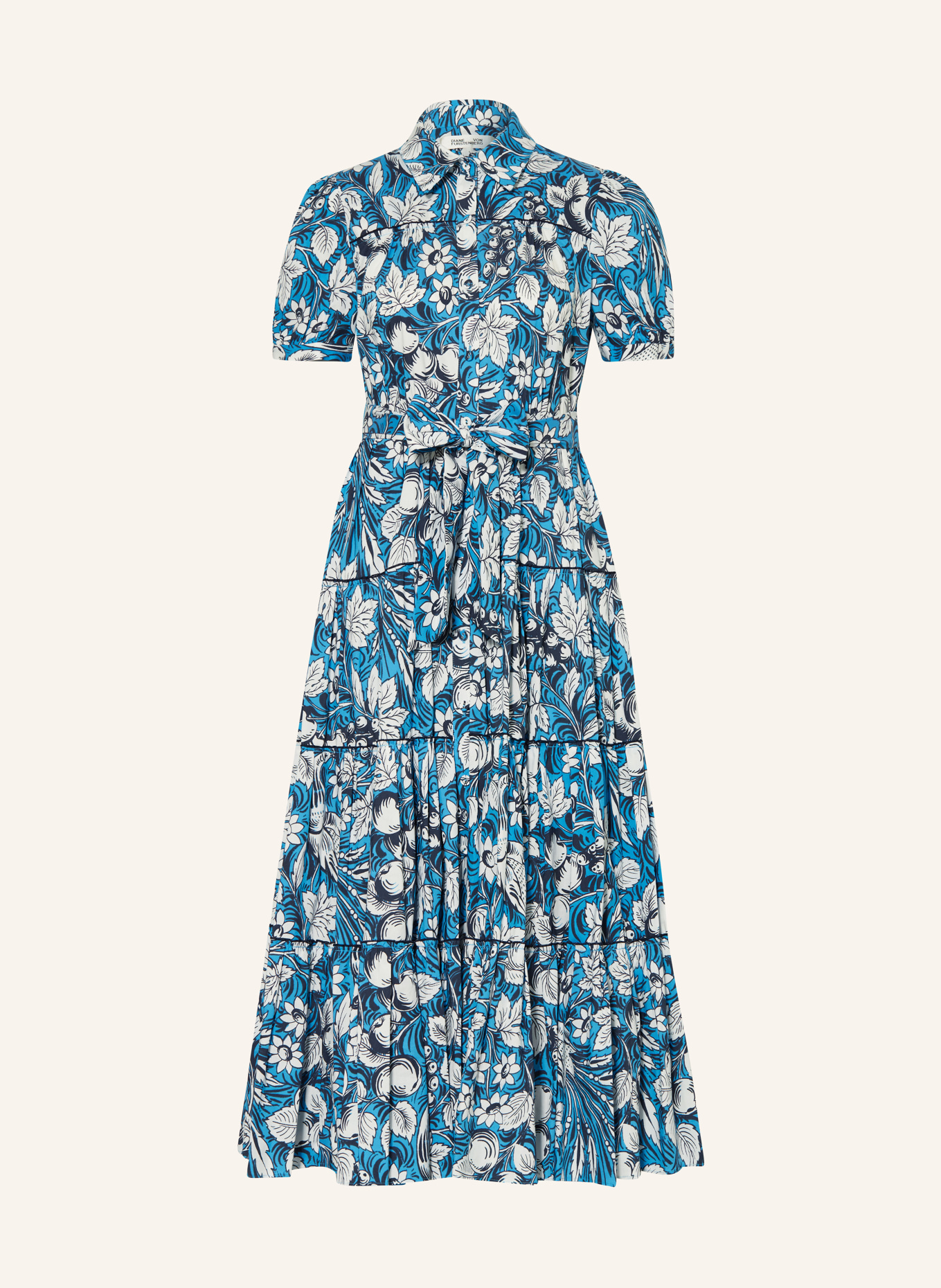 DIANE VON FURSTENBERG Shirt dress QUEENA, Color: WHITE/ BLUE/ DARK BLUE (Image 1)