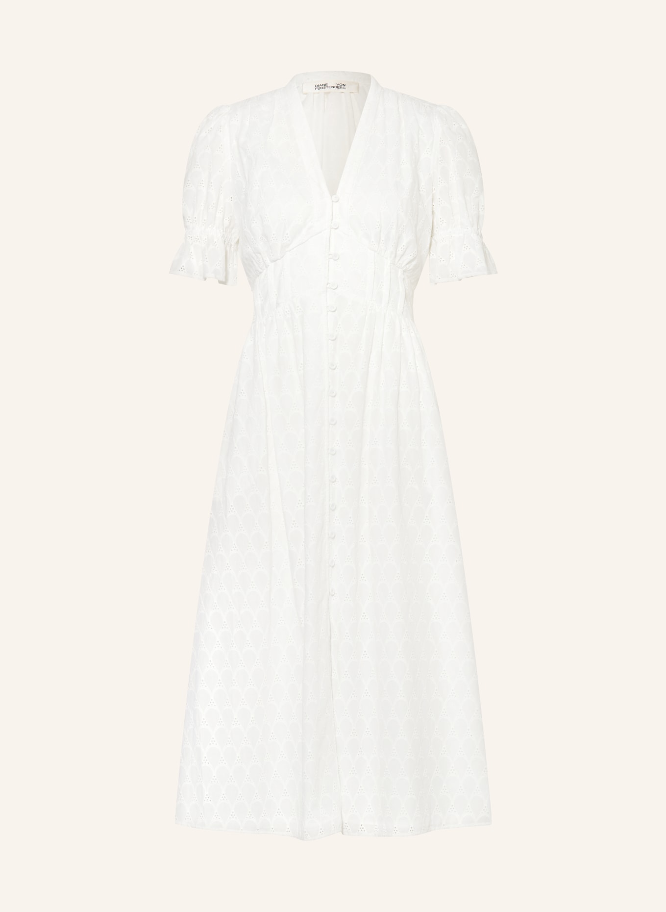 DIANE VON FURSTENBERG Shirt dress ERICA with broderie anglaise, Color: WHITE (Image 1)