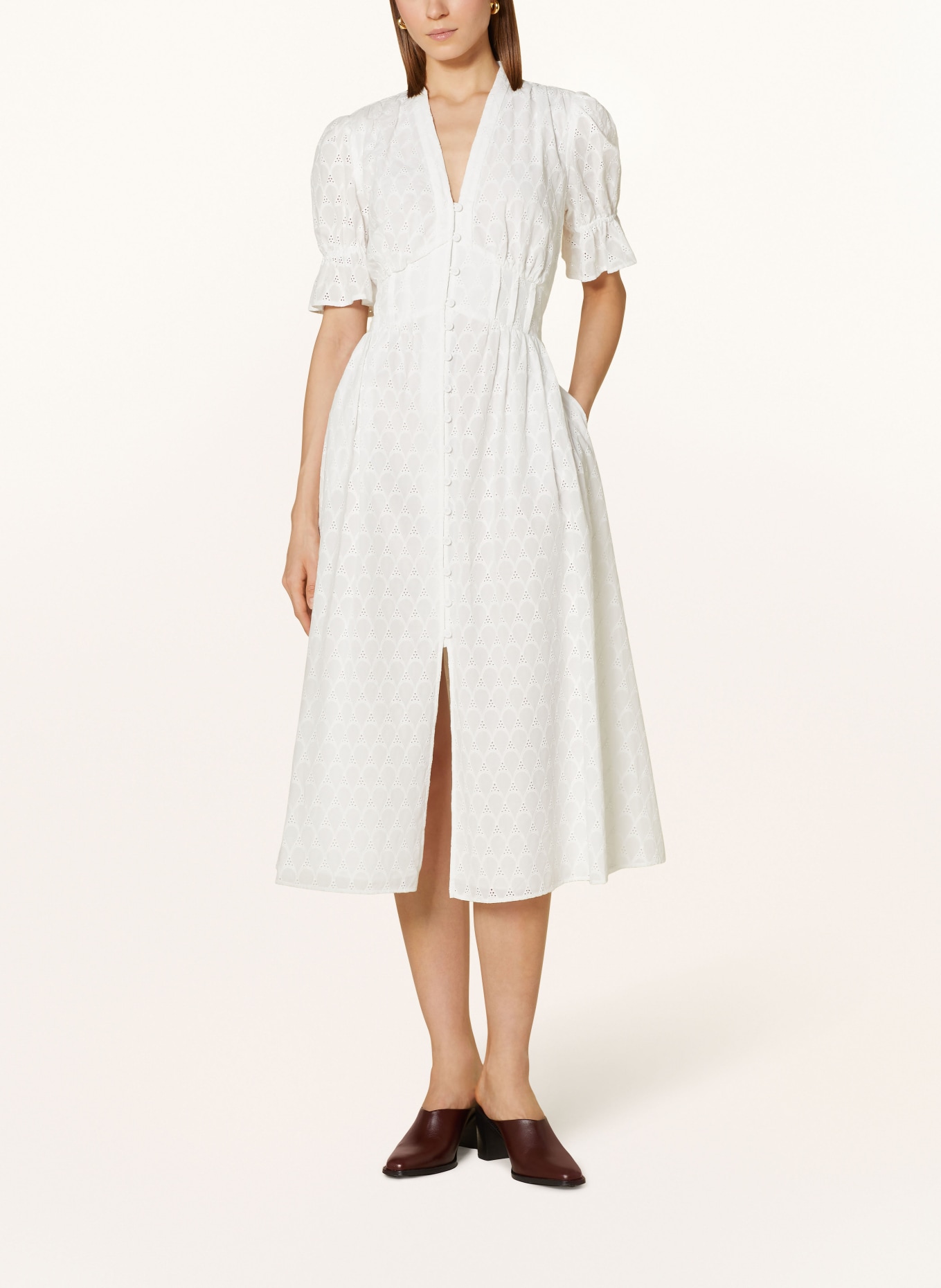 DIANE VON FURSTENBERG Shirt dress ERICA with broderie anglaise, Color: WHITE (Image 2)