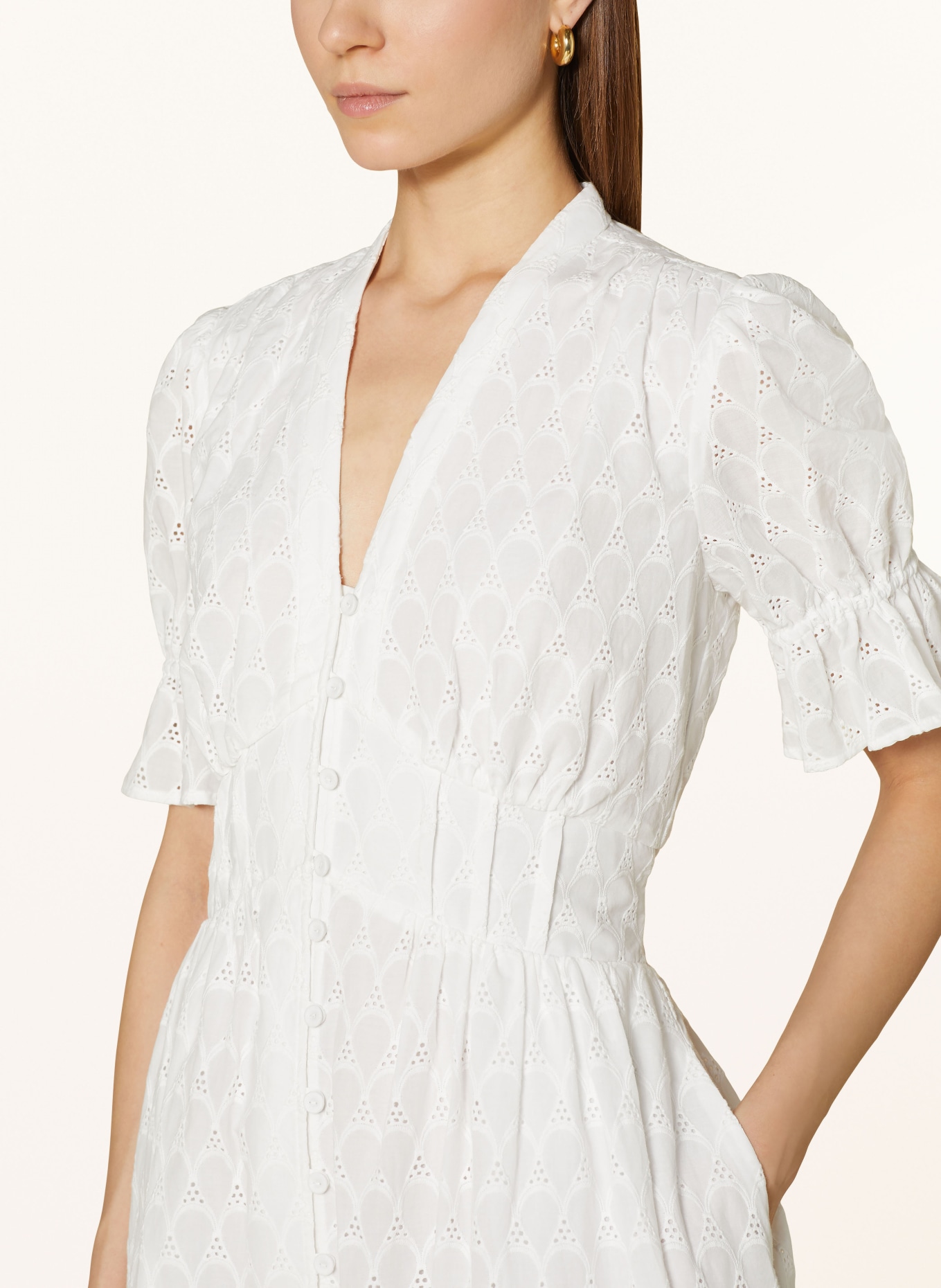 DIANE VON FURSTENBERG Shirt dress ERICA with broderie anglaise, Color: WHITE (Image 4)