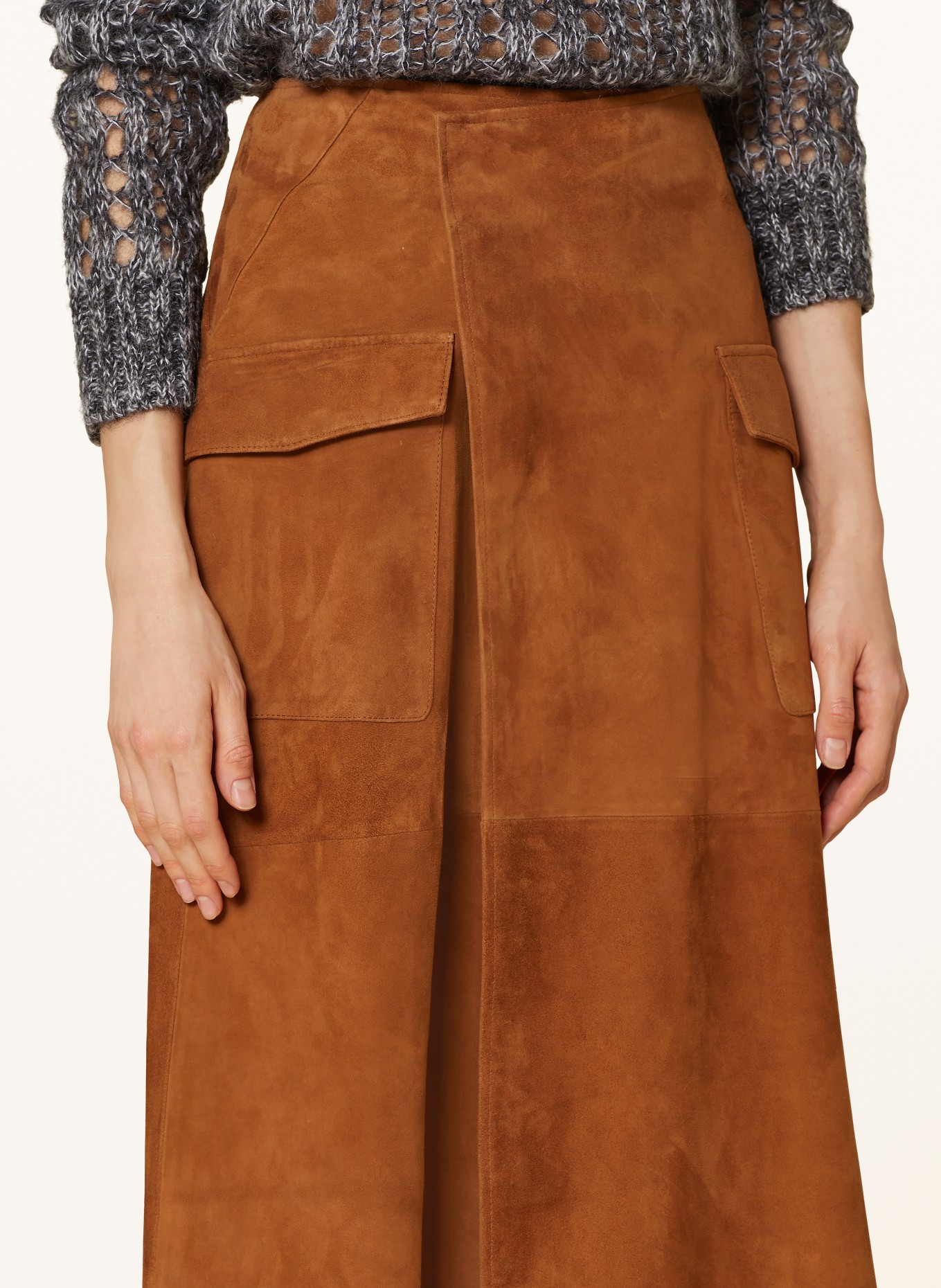 ARMA Leather wrap skirt, Color: BROWN (Image 4)