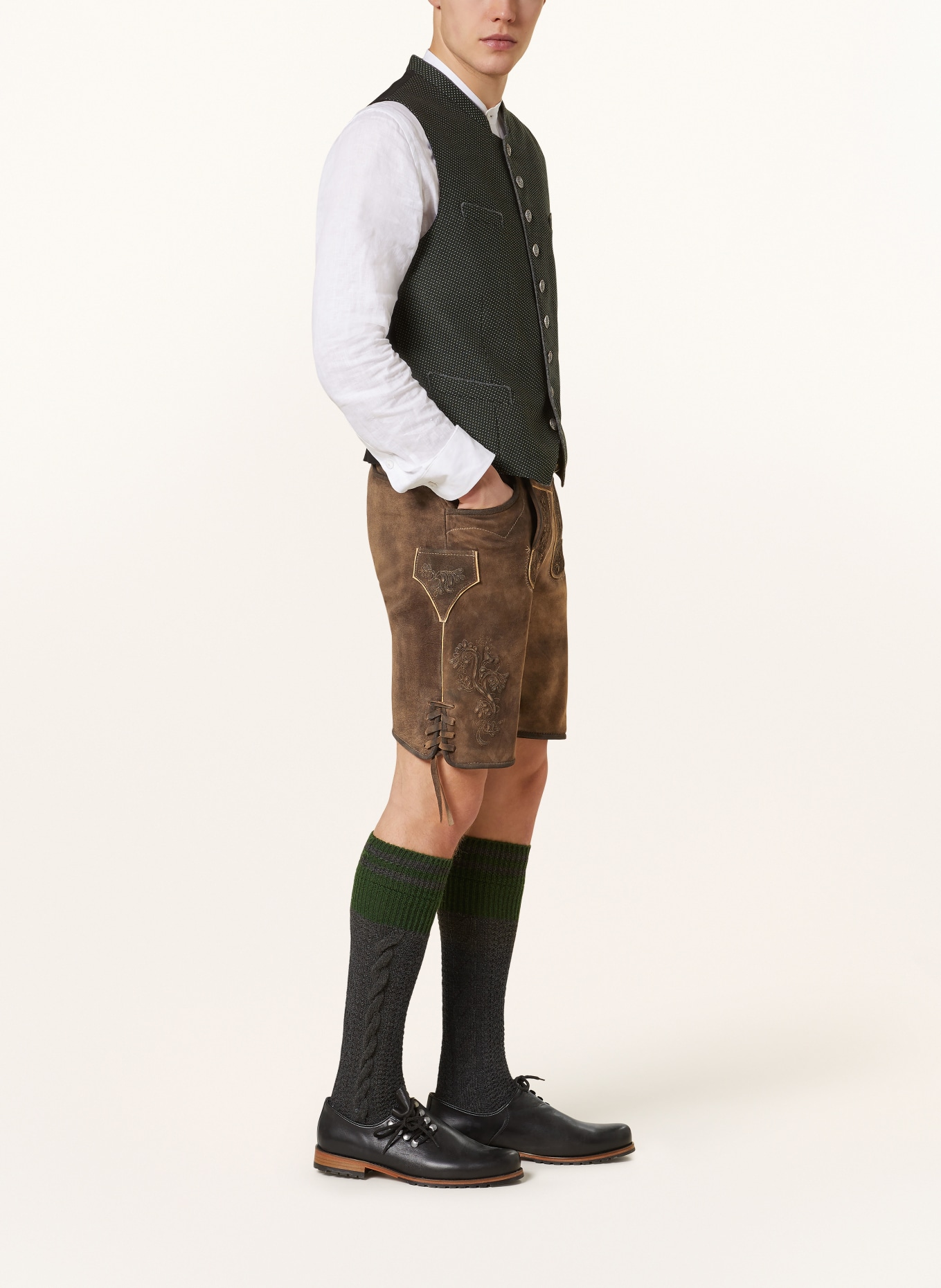 Spieth & Wensky Trachten lederhosen SCHWARZHORN WAGUN, Color: BROWN (Image 4)