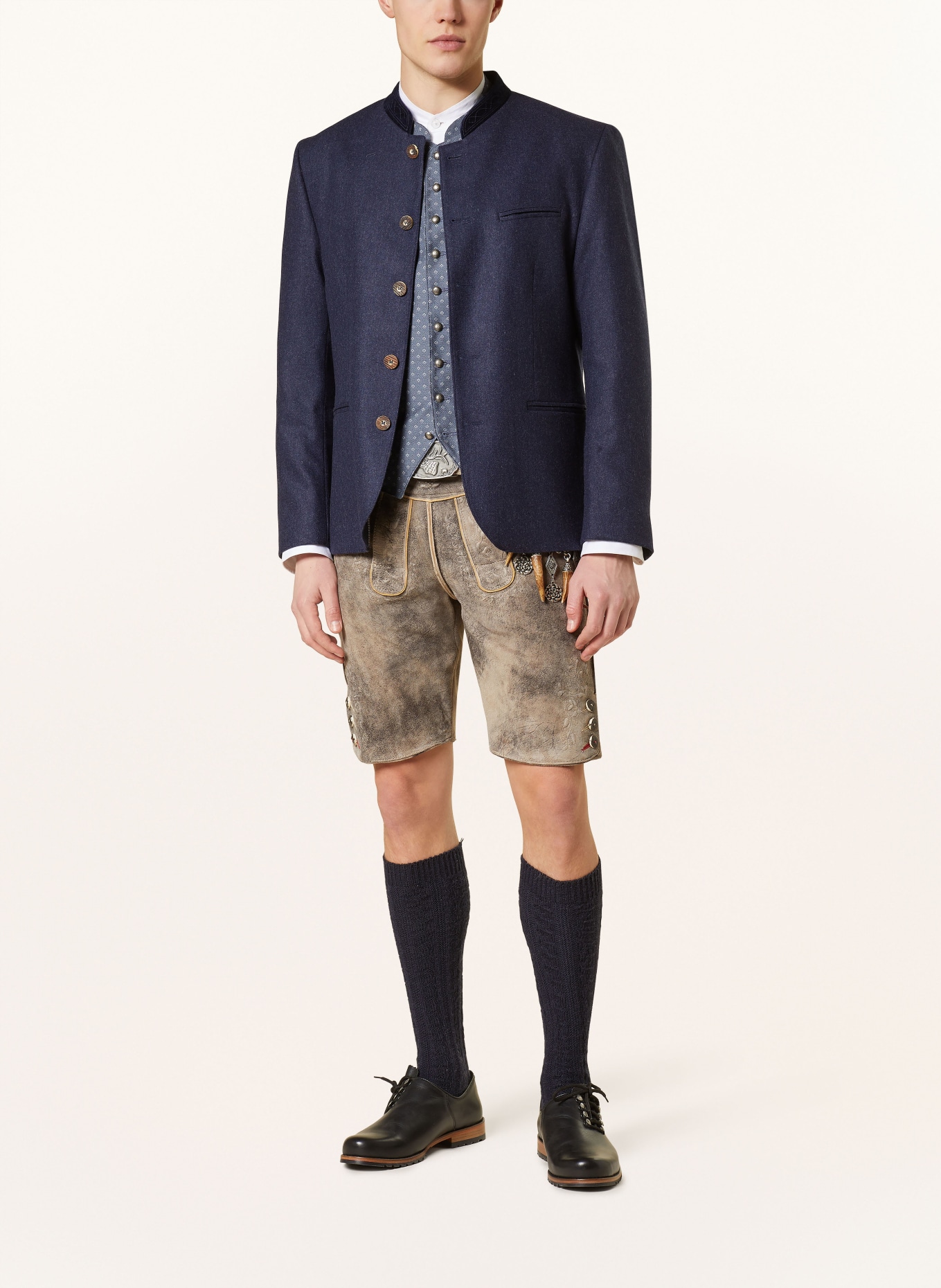 Spieth & Wensky Spodnie skórzane w stylu ludowym ALEX, Kolor: CIEMNOBRĄZOWY (Obrazek 2)