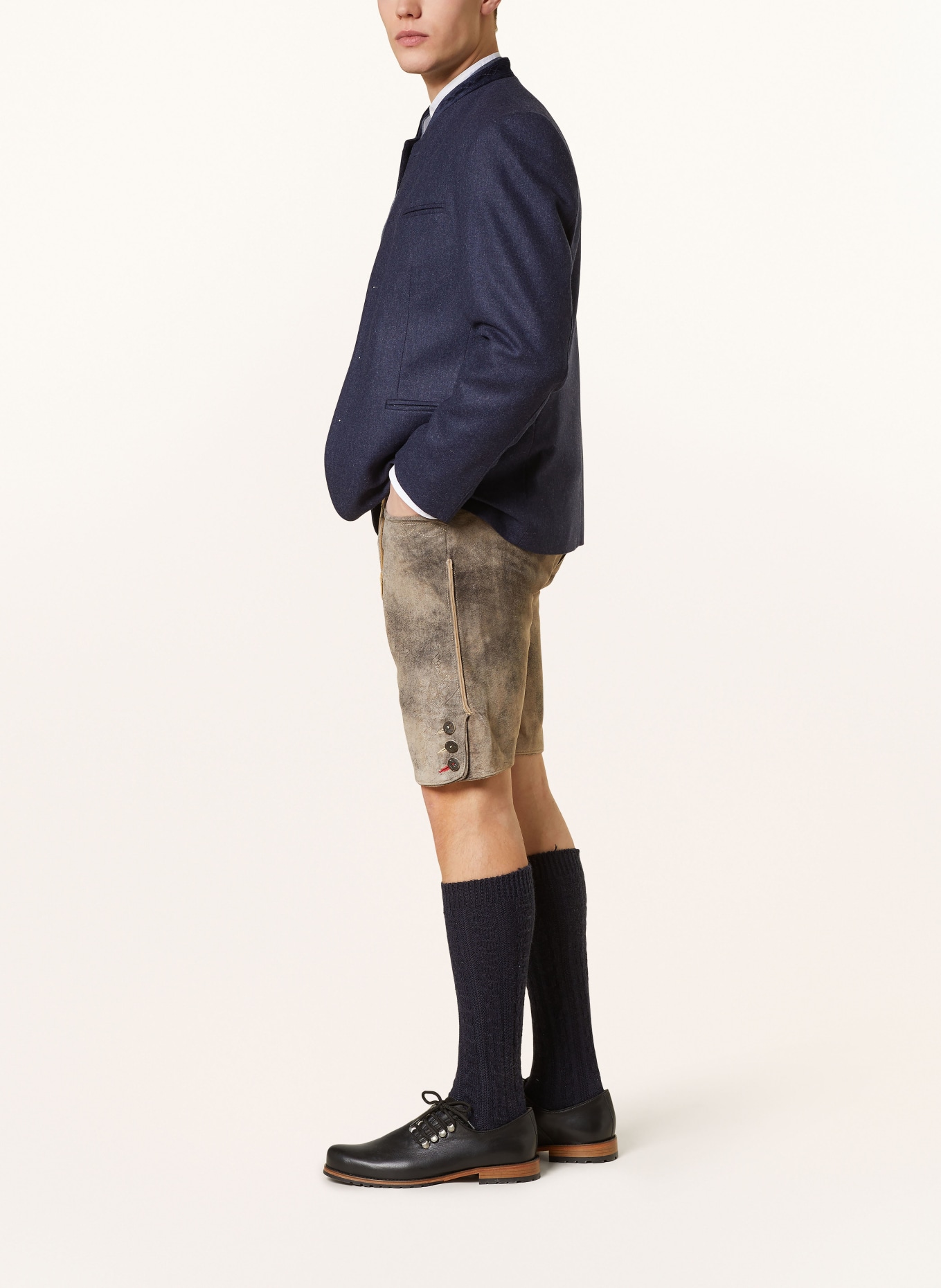 Spieth & Wensky Spodnie skórzane w stylu ludowym ALEX, Kolor: CIEMNOBRĄZOWY (Obrazek 4)
