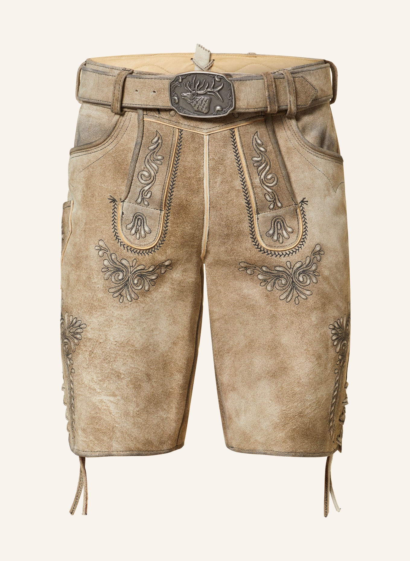 Spieth & Wensky Spodnie skórzane w stylu ludowym DREIKANT, Kolor: BRĄZOWY (Obrazek 1)
