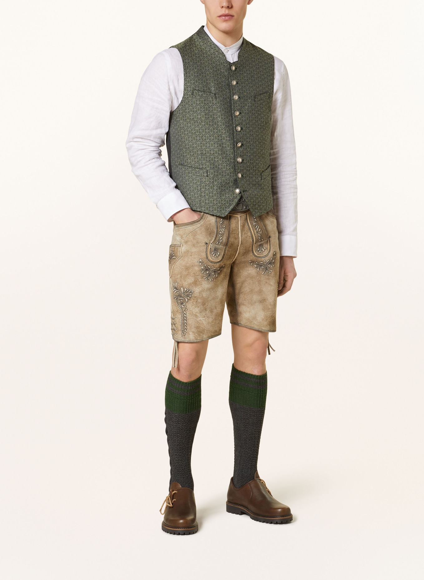 Spieth & Wensky Spodnie skórzane w stylu ludowym DREIKANT, Kolor: BRĄZOWY (Obrazek 2)