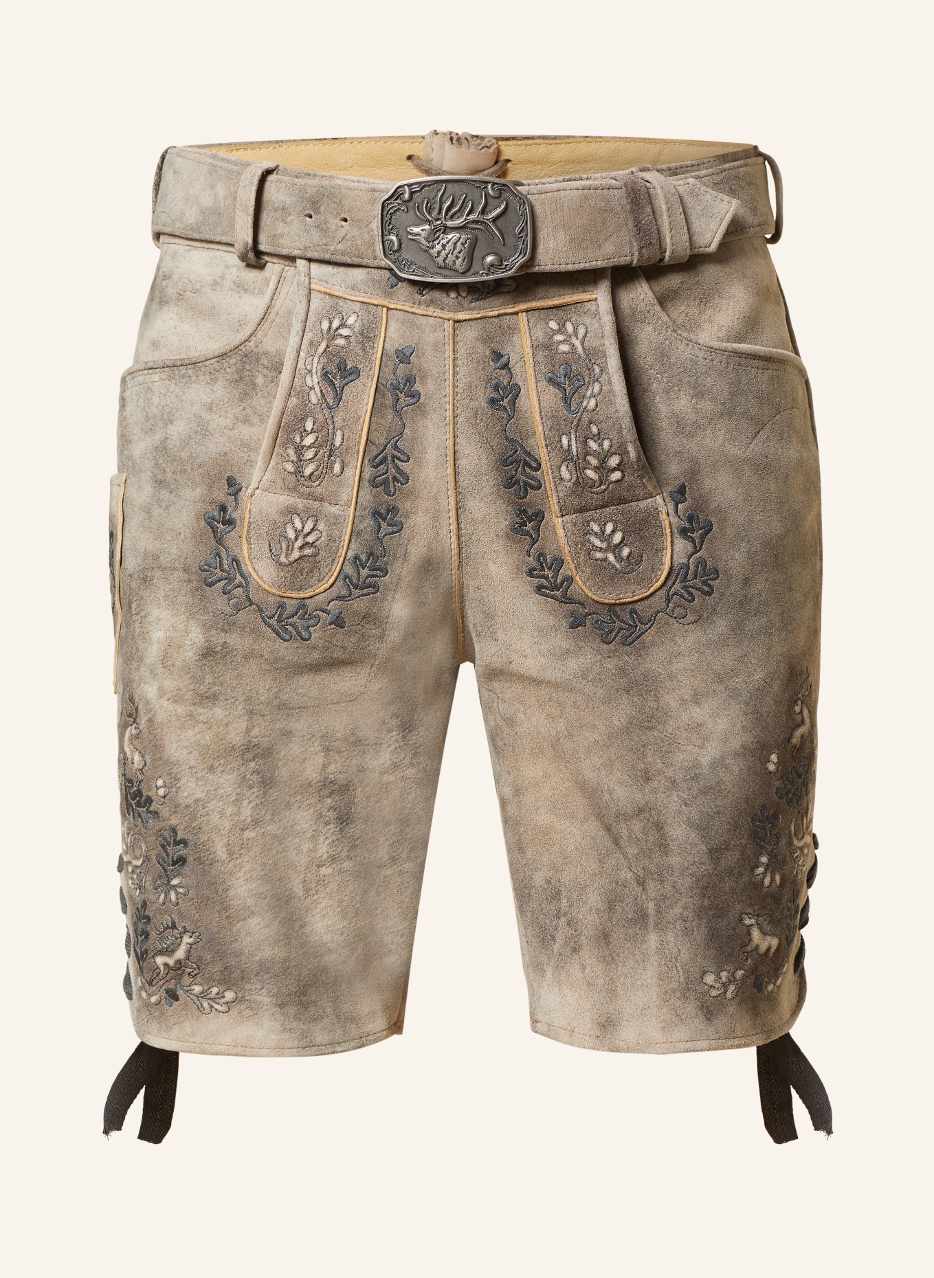Spieth & Wensky Spodnie skórzane w stylu ludowym DOM, Kolor: CIEMNOBRĄZOWY/ CZIEMNOSZARY (Obrazek 1)
