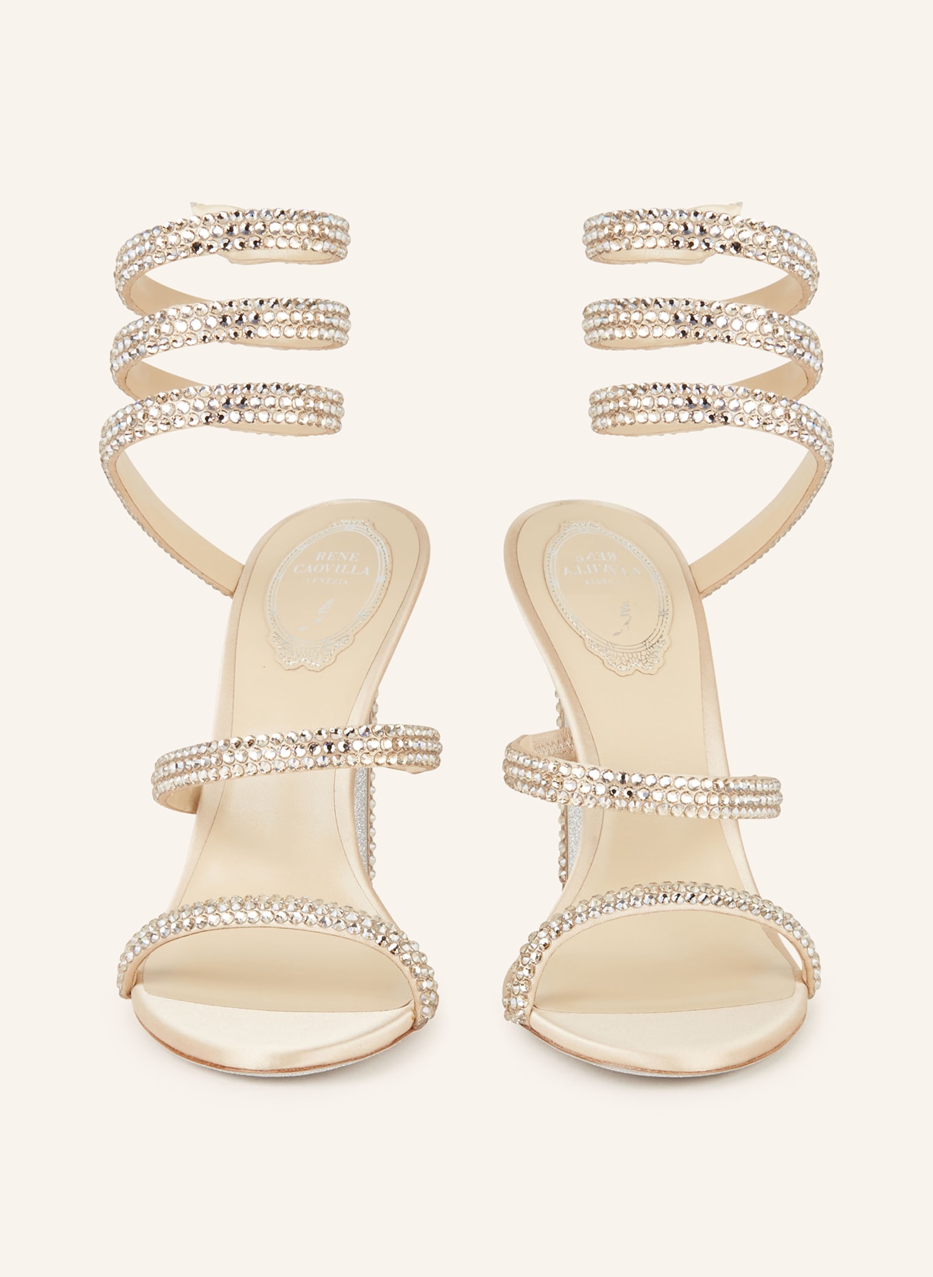 RENE CAOVILLA Sandals CLEO with decorative gems, Color: WHITE GOLD (Image 3)