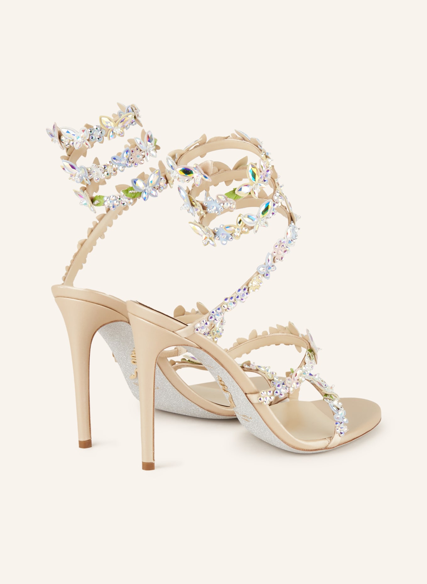 RENE CAOVILLA Sandals CLEO with decorative gems, Color: LIGHT BLUE/ GREEN/ SILVER (Image 2)