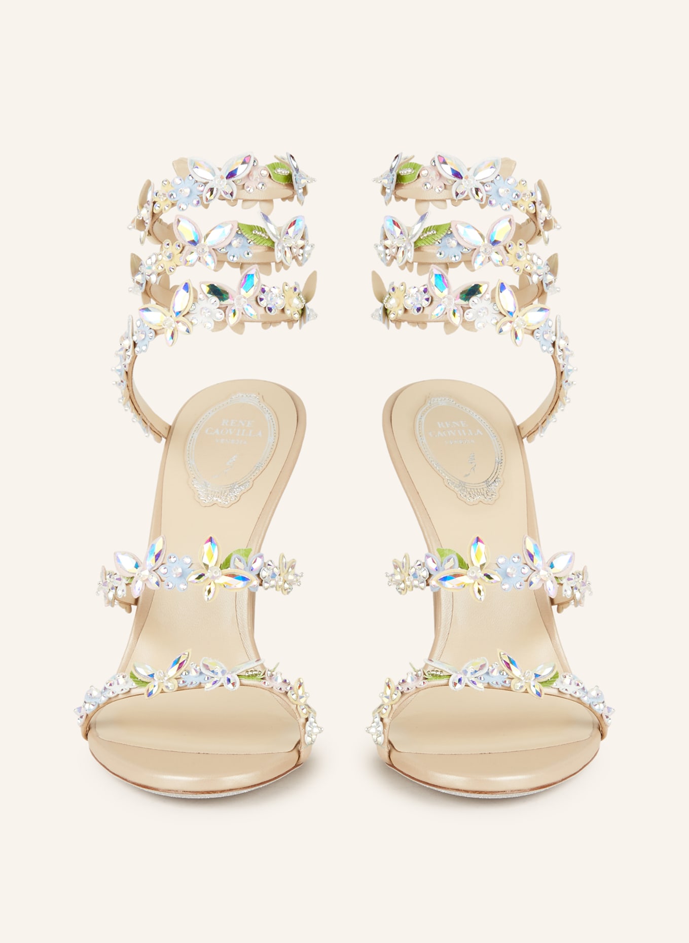 RENE CAOVILLA Sandals CLEO with decorative gems, Color: LIGHT BLUE/ GREEN/ SILVER (Image 3)