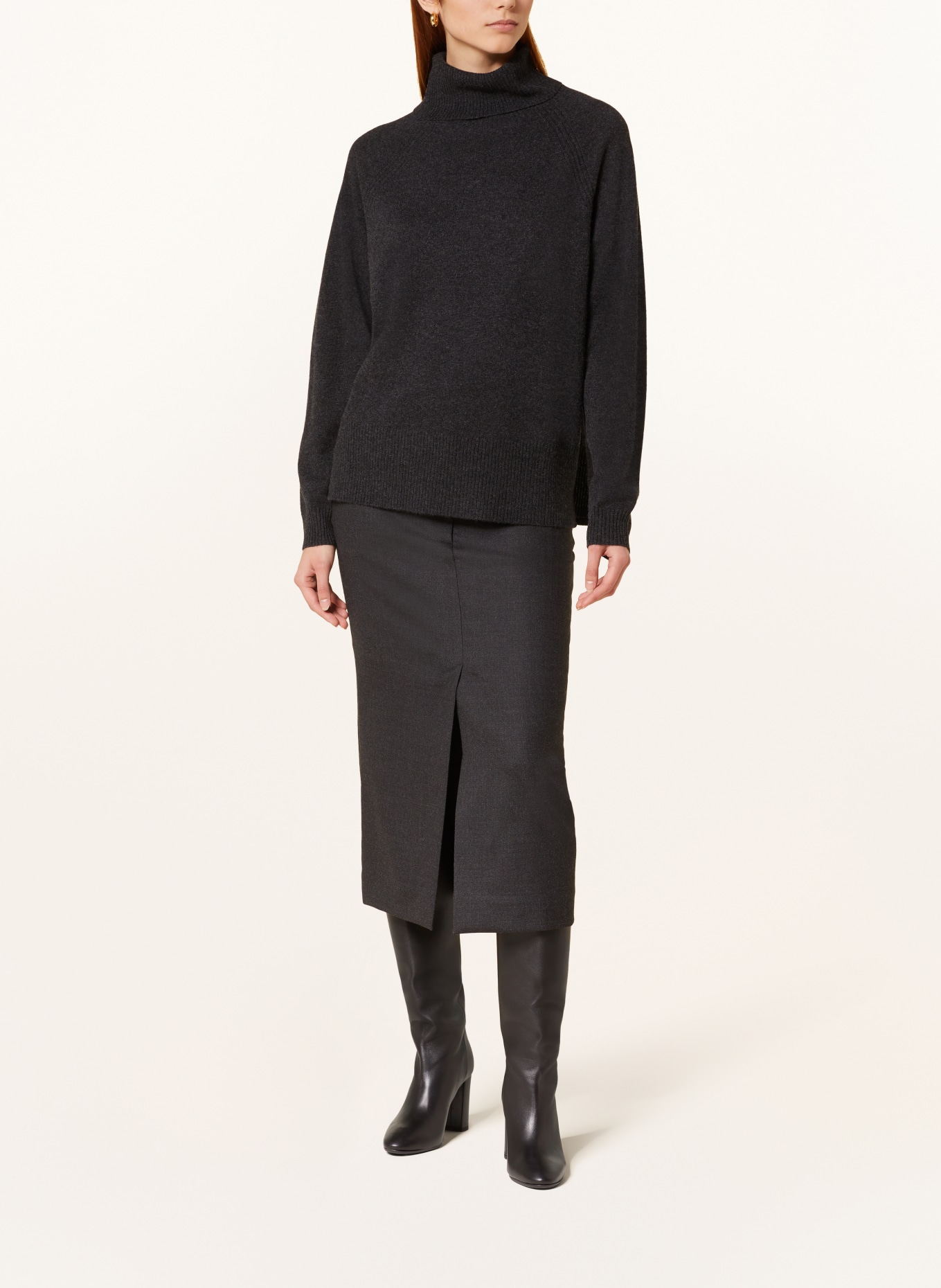 WHISTLES Turtleneck sweater in cashmere, Color: DARK GRAY (Image 2)
