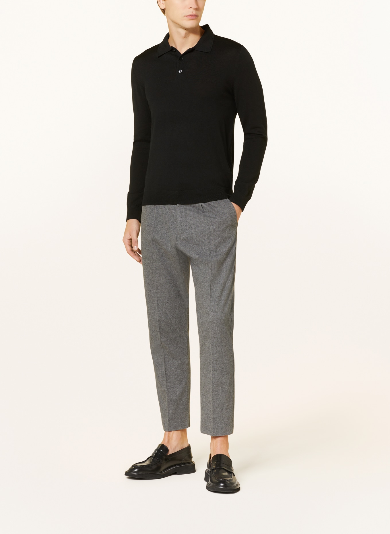 REISS Knitted polo shirt TRAFFORD made of merino wool, Color: BLACK (Image 2)