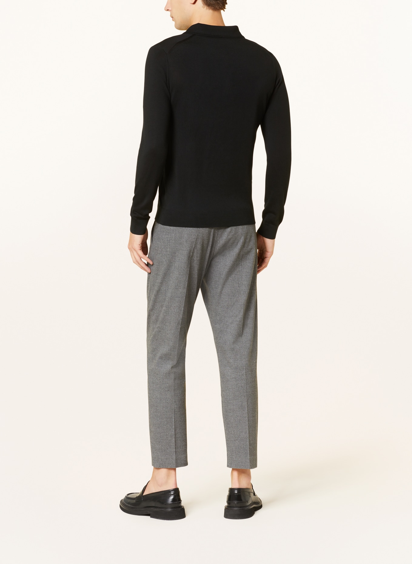 REISS Knitted polo shirt TRAFFORD made of merino wool, Color: BLACK (Image 3)