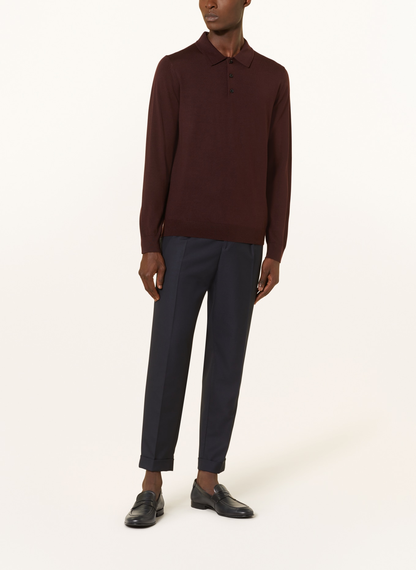 REISS Knitted polo shirt TRAFFORD made of merino wool, Color: DARK RED (Image 2)