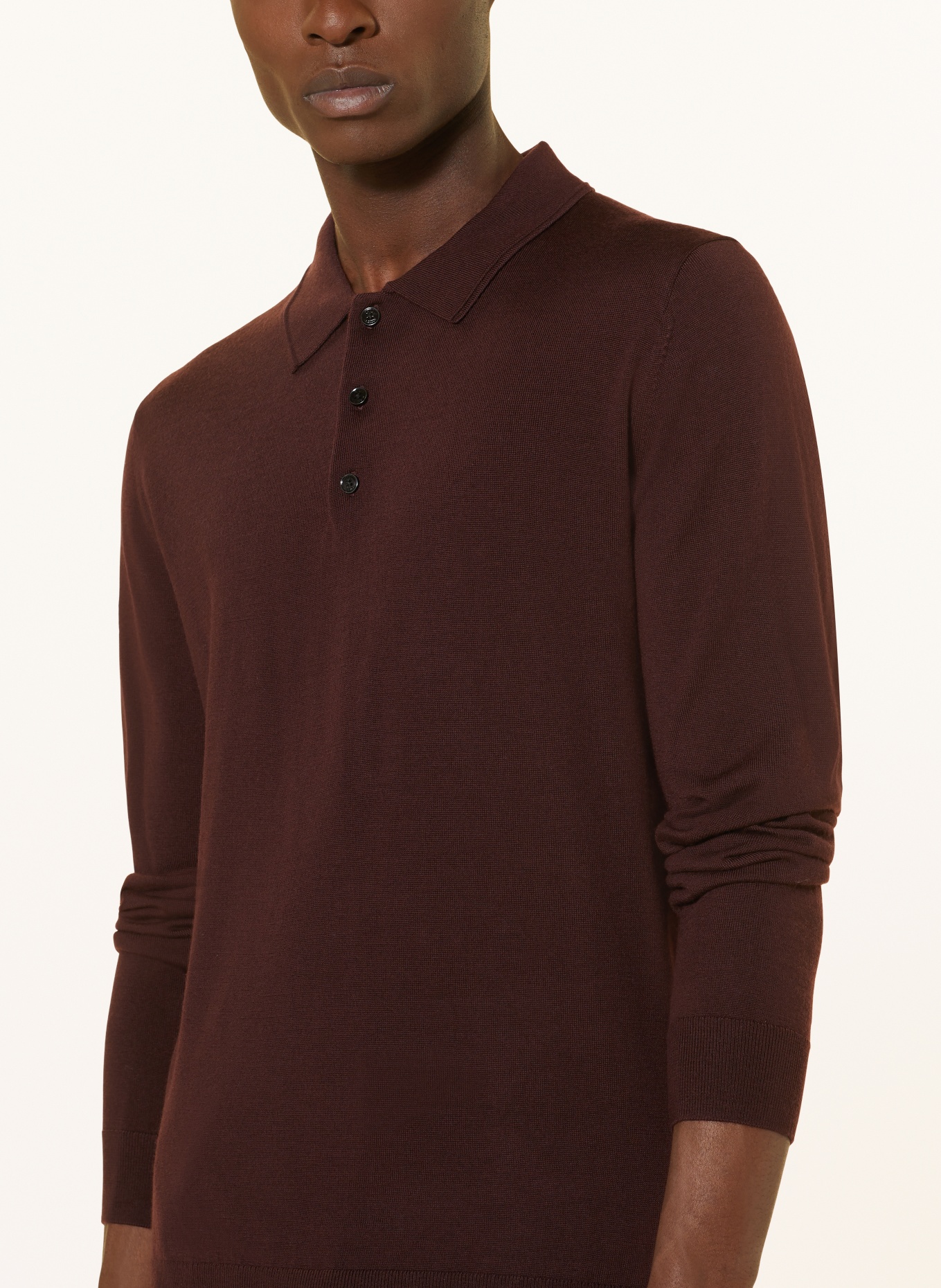 REISS Knitted polo shirt TRAFFORD made of merino wool, Color: DARK RED (Image 4)