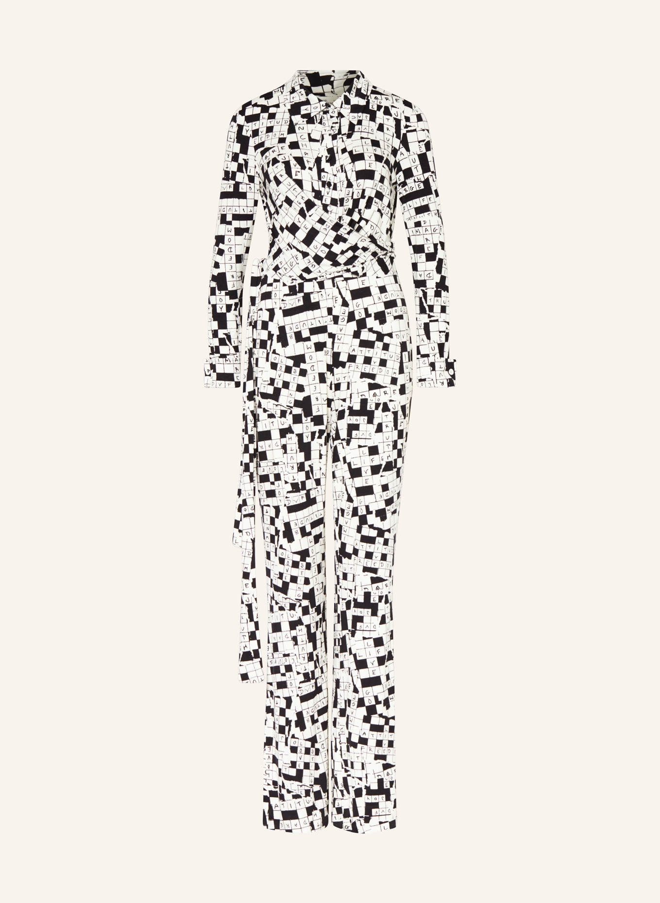 DIANE VON FURSTENBERG Jersey jumpsuit MICHELE, Color: WHITE/ BLACK (Image 1)