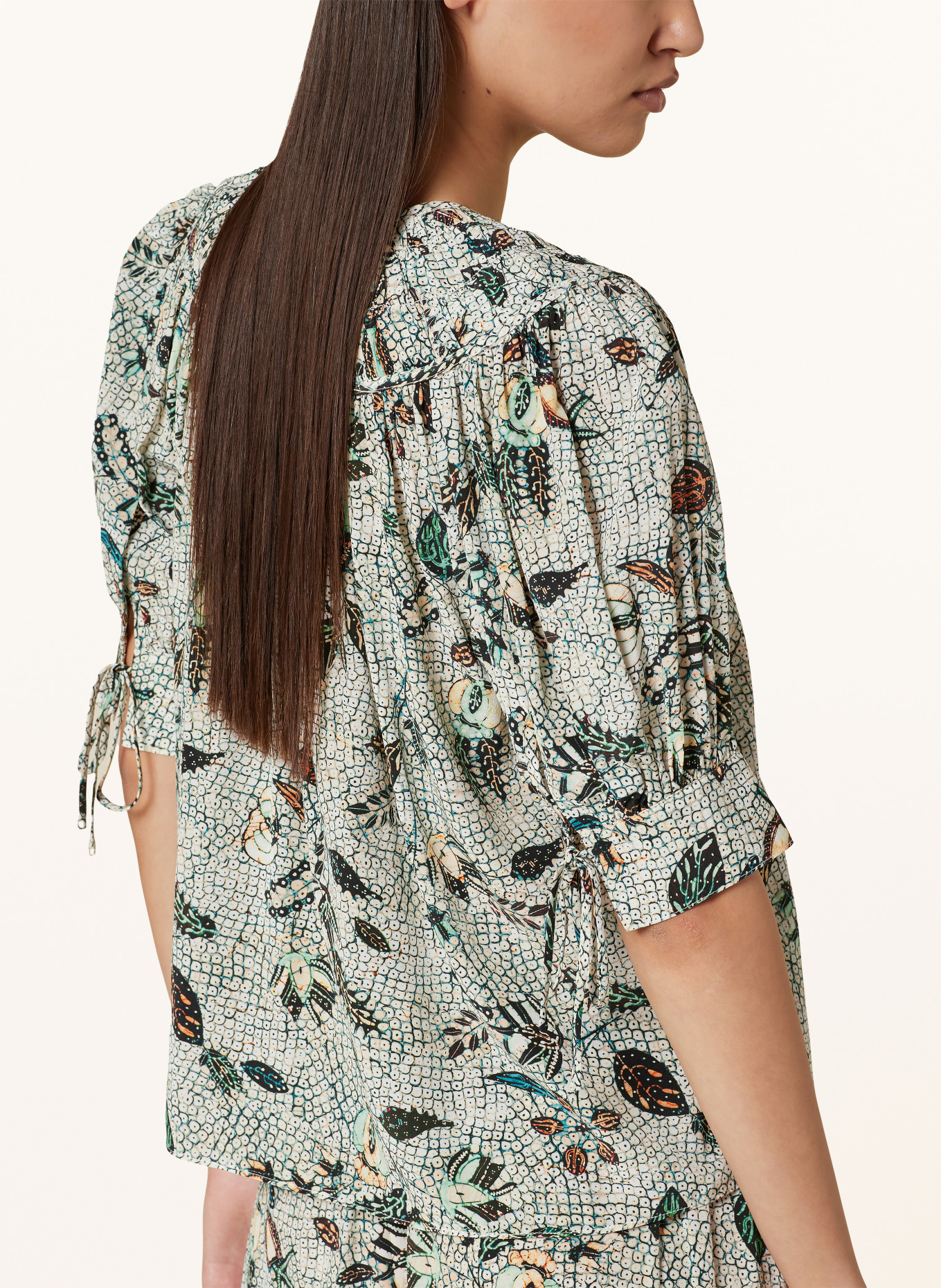 ULLA JOHNSON Shirt blouse SHEA made of silk, Color: GREEN/ DARK ORANGE/ BLACK (Image 4)
