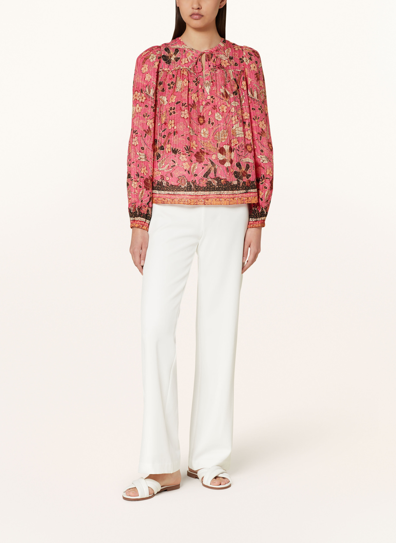 ULLA JOHNSON Shirt blouse ANDI, Color: PINK/ DARK RED/ LIGHT ORANGE (Image 2)