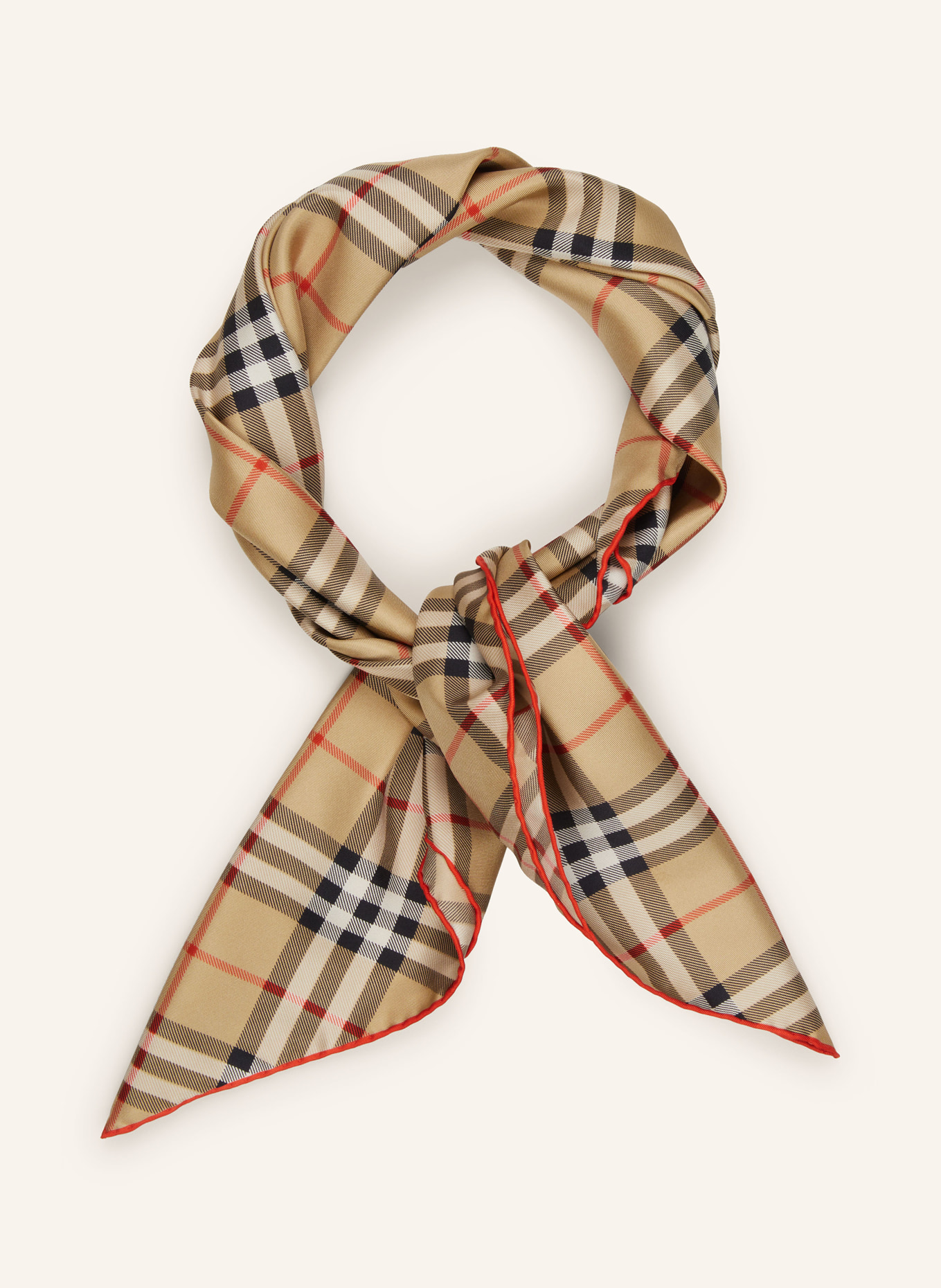BURBERRY Silk scarf, Color: BEIGE/ BLACK/ RED (Image 2)