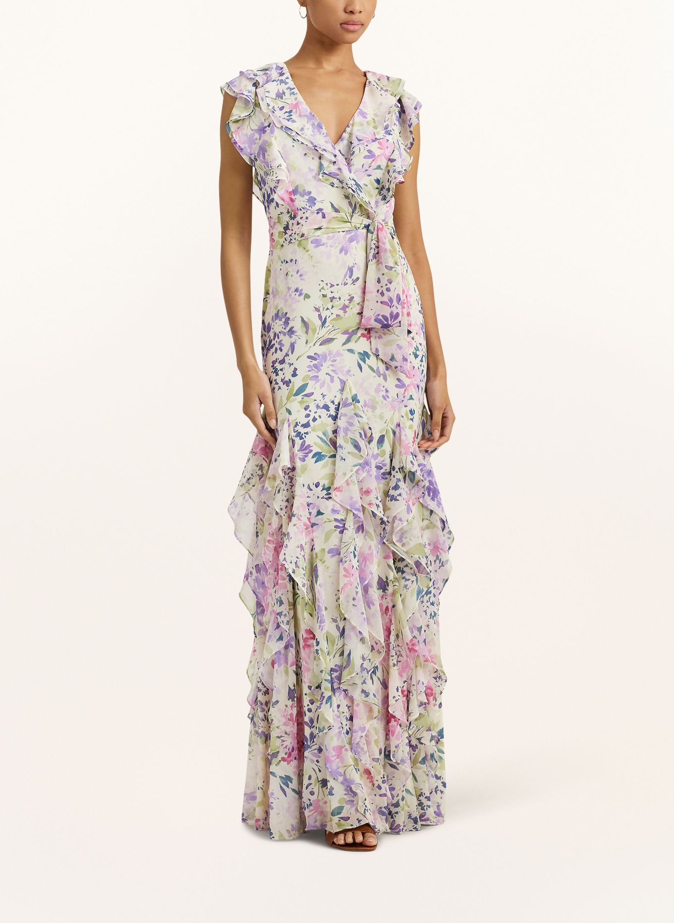 LAUREN RALPH LAUREN Kleid DARBILNE mit Volants, Farbe: LILA/ FUCHSIA/ HELLGRÜN (Bild 2)