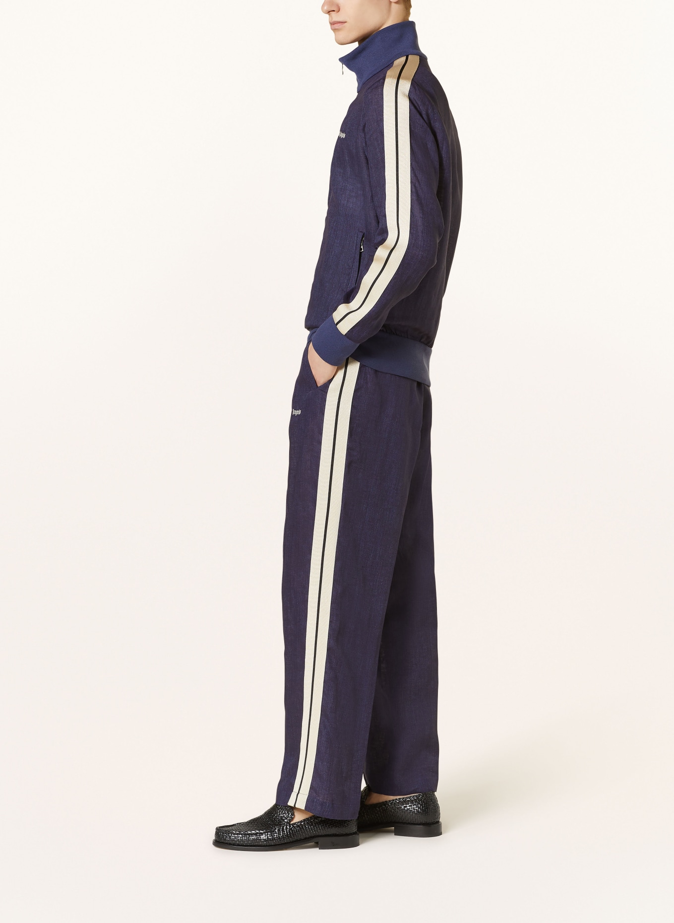 Palm Angels Linen pants in jogger style, Color: DARK BLUE (Image 4)