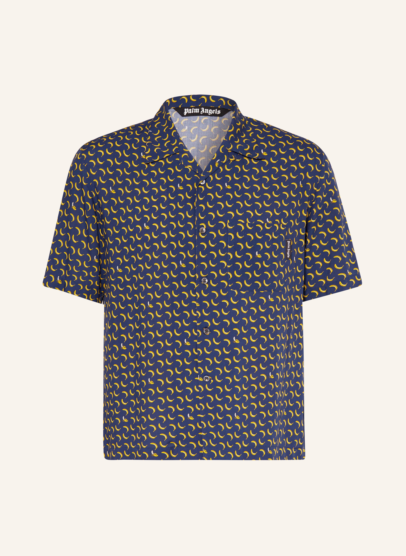 Palm Angels Resort shirt comfort fit, Color: DARK BLUE/ YELLOW (Image 1)