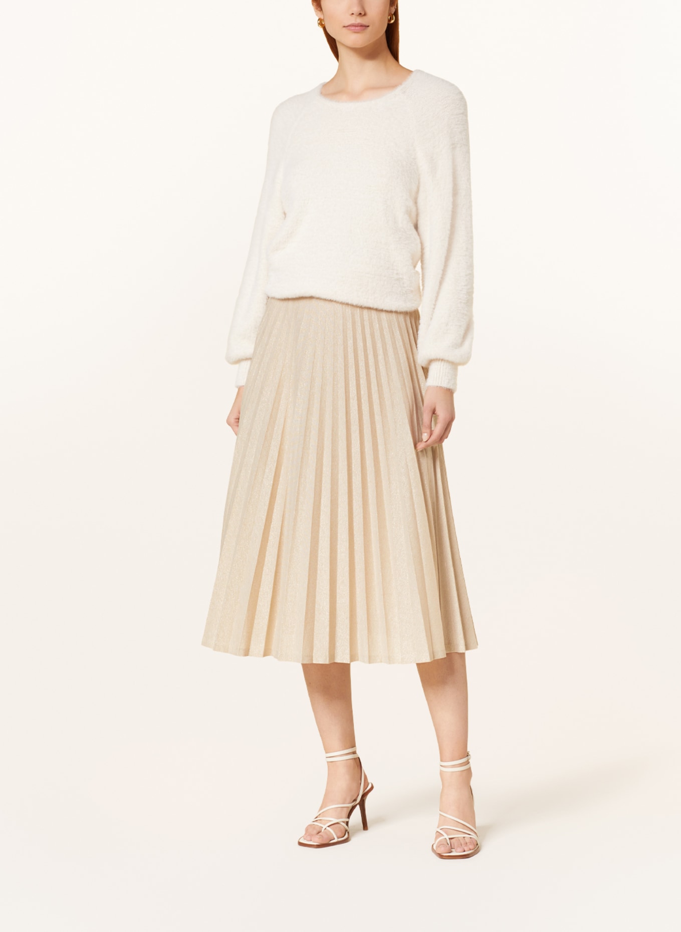 rich&royal Pleated skirt with glitter thread, Color: BEIGE (Image 2)