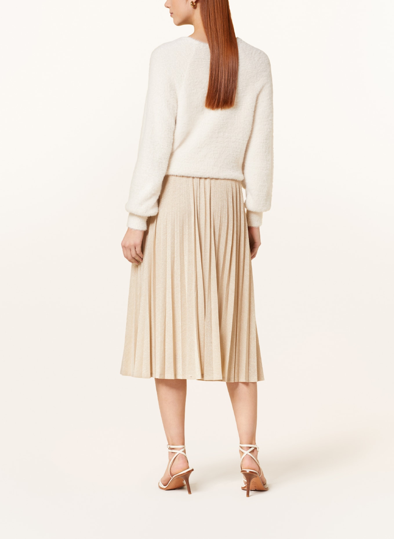 rich&royal Pleated skirt with glitter thread, Color: BEIGE (Image 3)