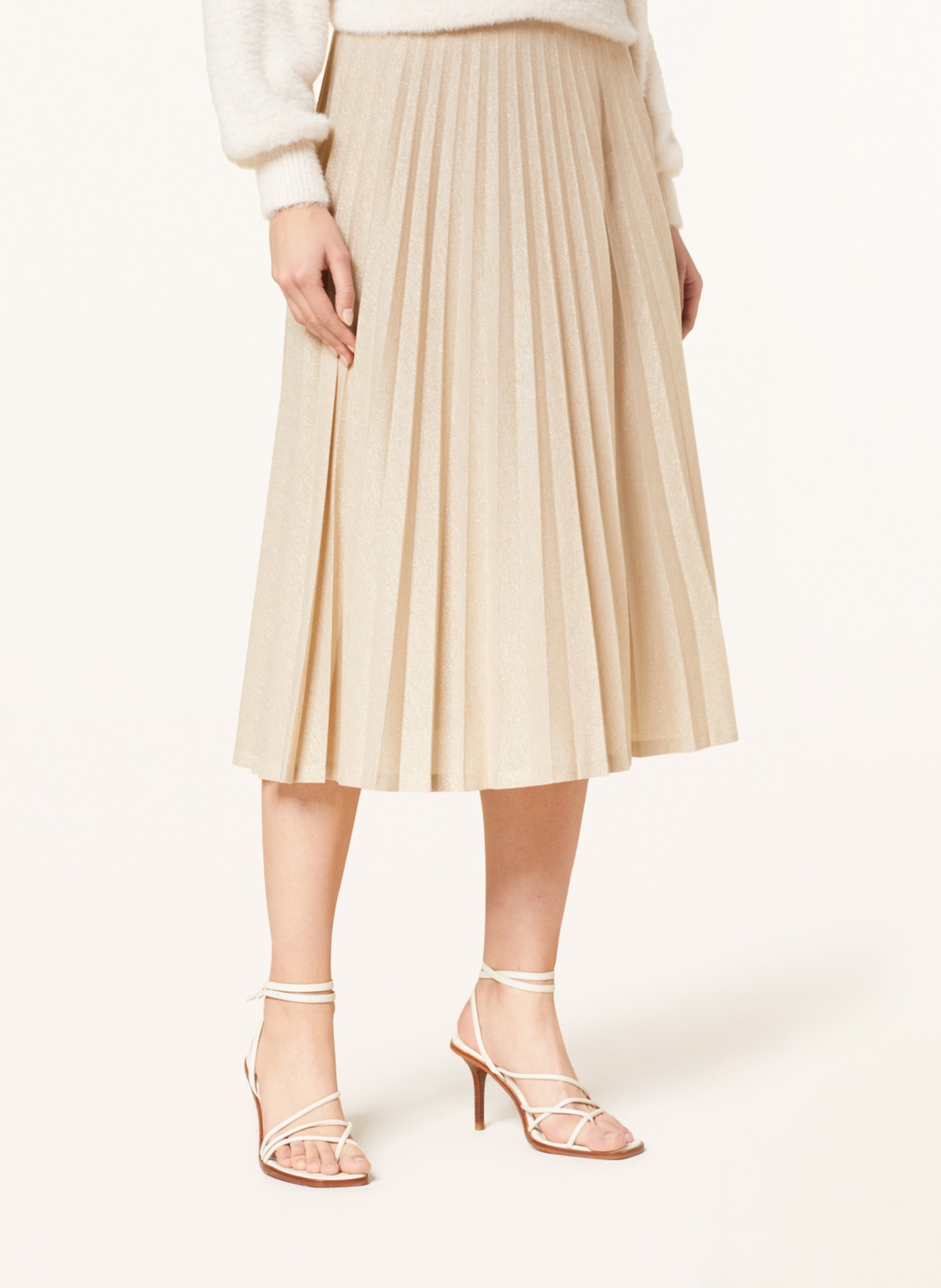 rich&royal Pleated skirt with glitter thread, Color: BEIGE (Image 4)
