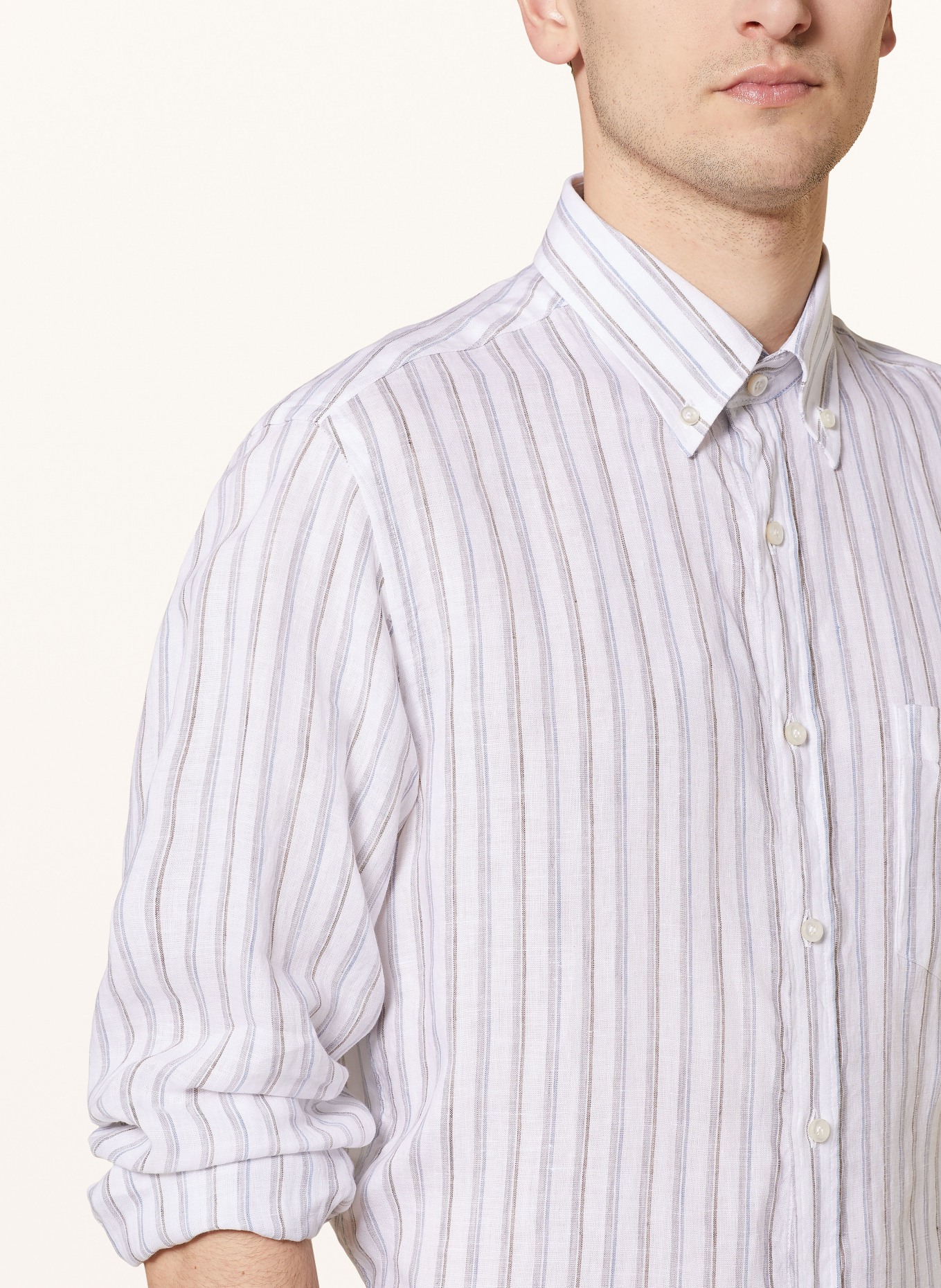 PAUL & SHARK Linen shirt regular fit, Color: WHITE/ BLUE/ GRAY (Image 4)