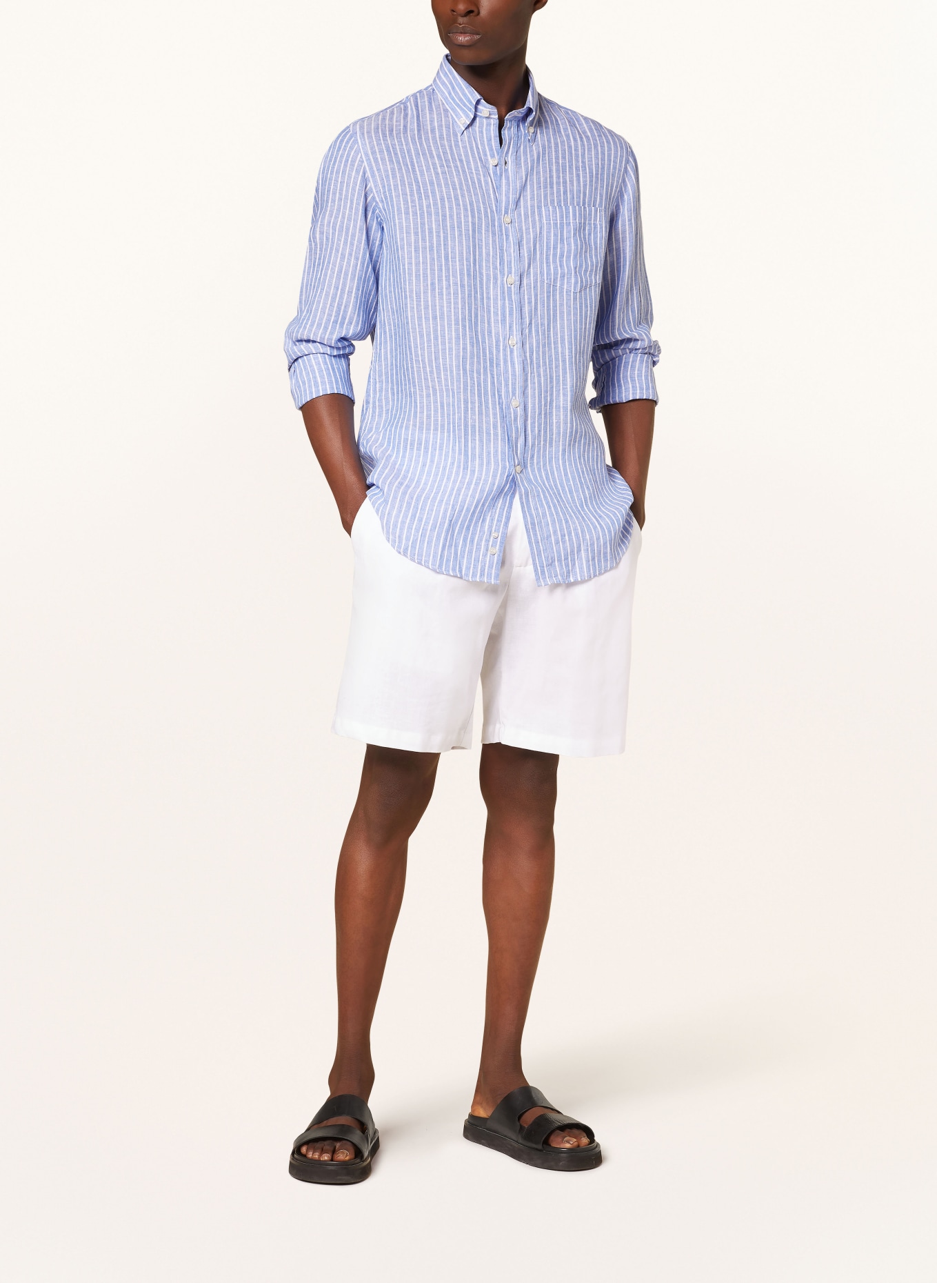 PAUL & SHARK Linen shirt comfort fit, Color: BLUE/ WHITE (Image 2)