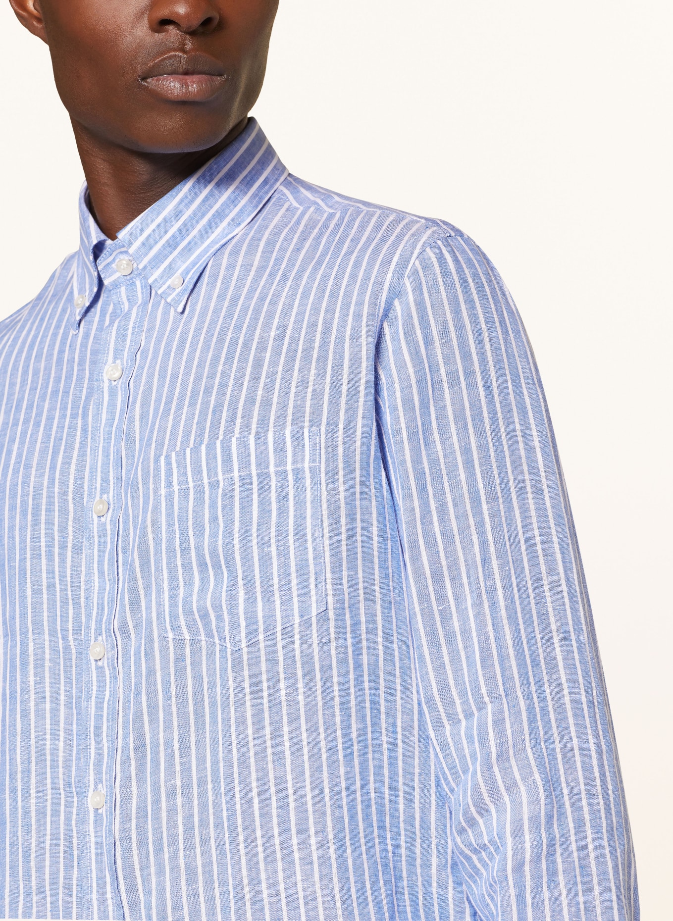 PAUL & SHARK Linen shirt comfort fit, Color: BLUE/ WHITE (Image 4)