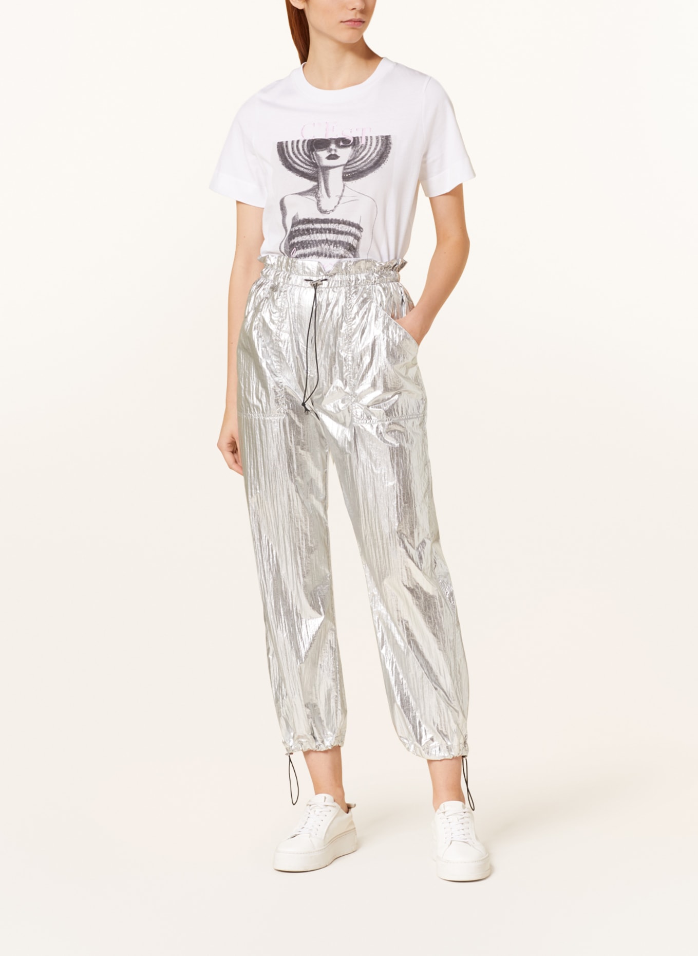 rich&royal Pants in jogger style, Color: SILVER (Image 2)