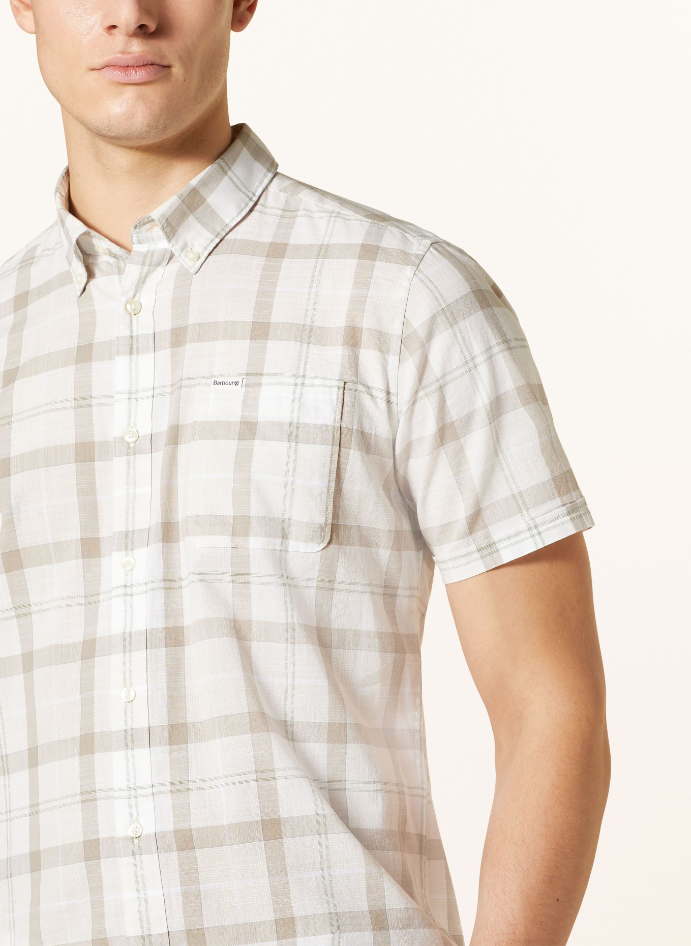 Barbour Oxford shirt tailored fit, Color: WHITE/ TAUPE/ LIGHT GREEN (Image 4)