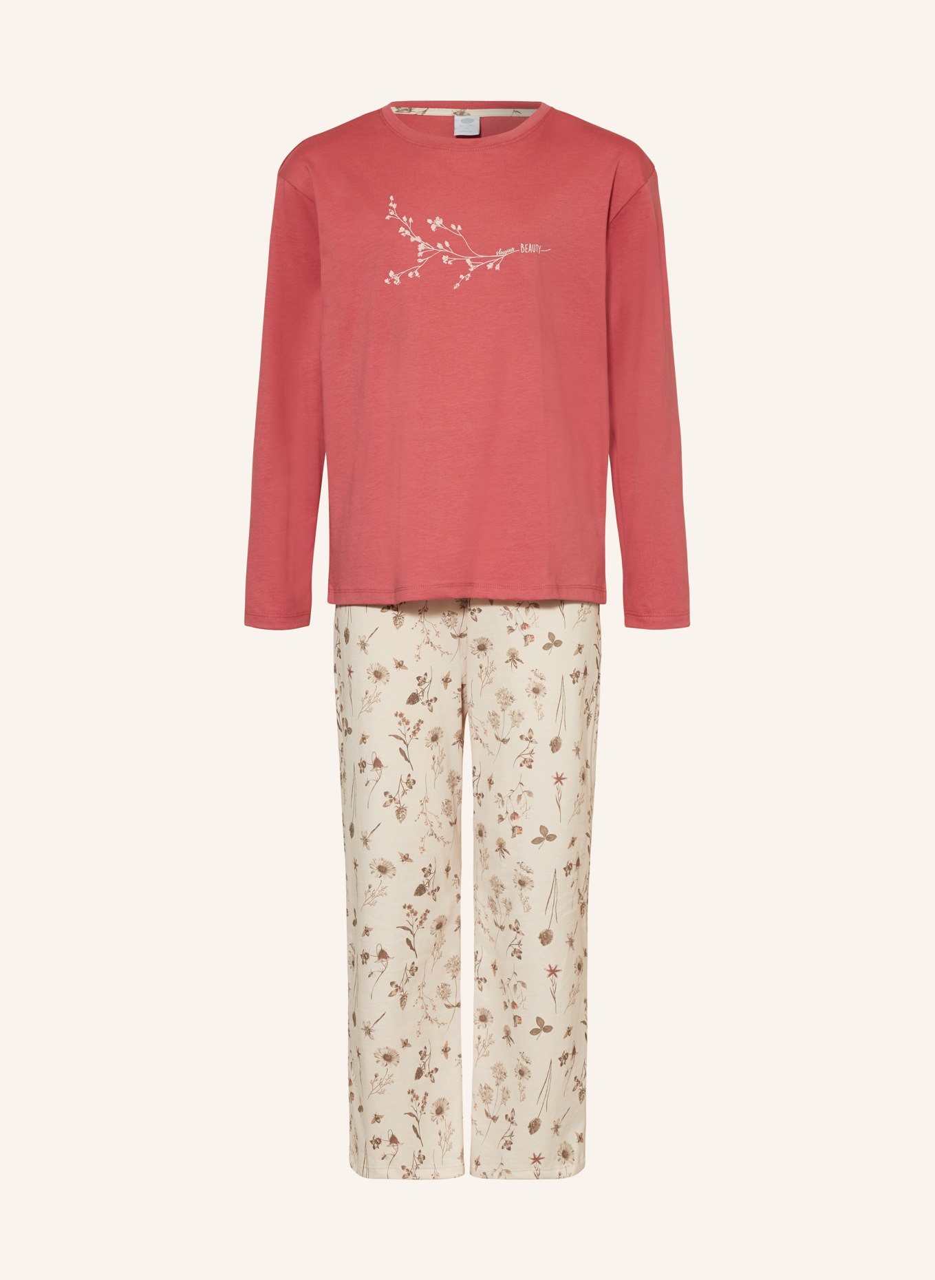 Sanetta Schlafanzug, Farbe: HELLROT/ CREME (Bild 1)