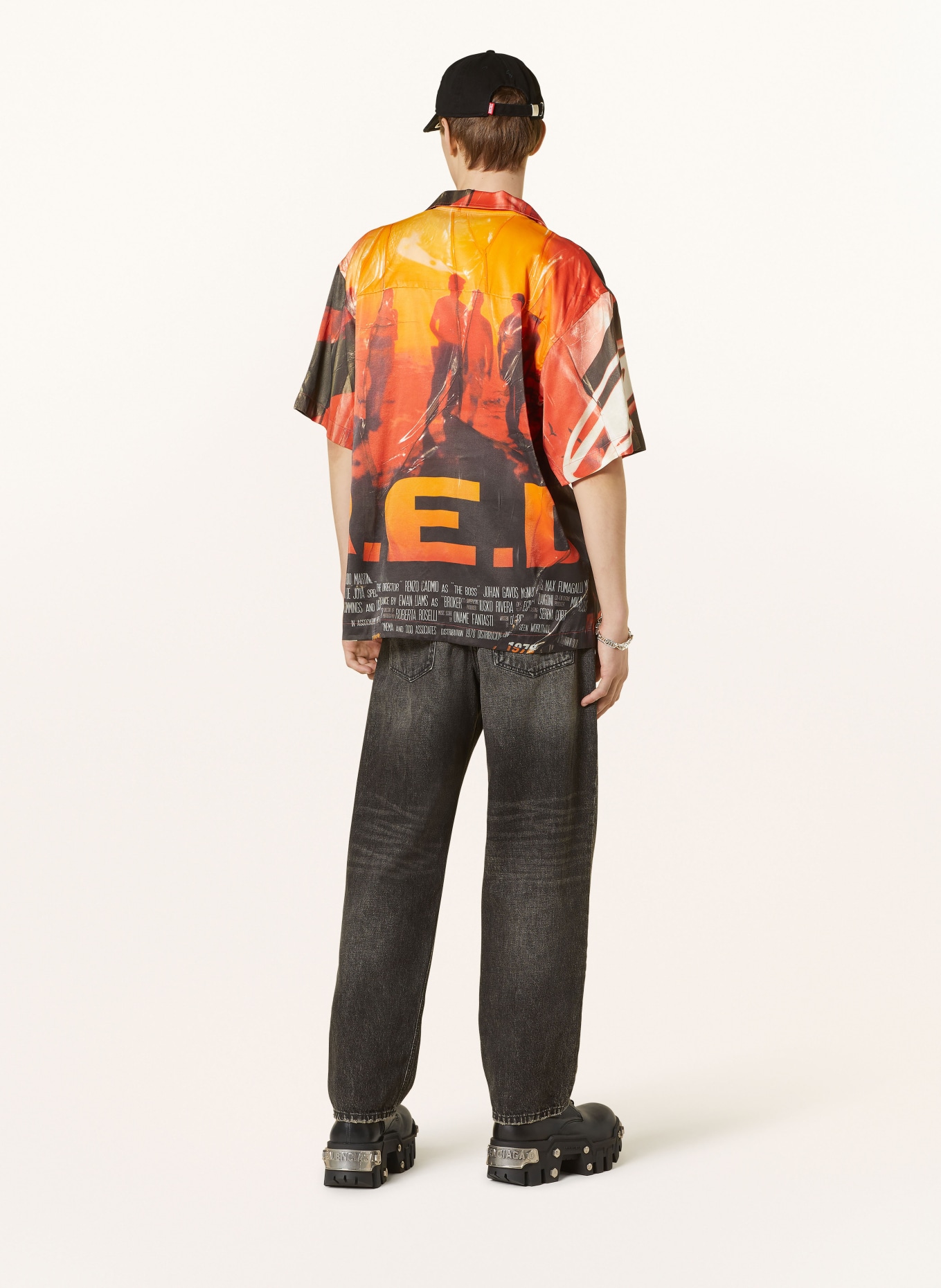 DIESEL Resort shirt comfort fit made of satin, Color: RED/ DARK GRAY/ ECRU (Image 2)