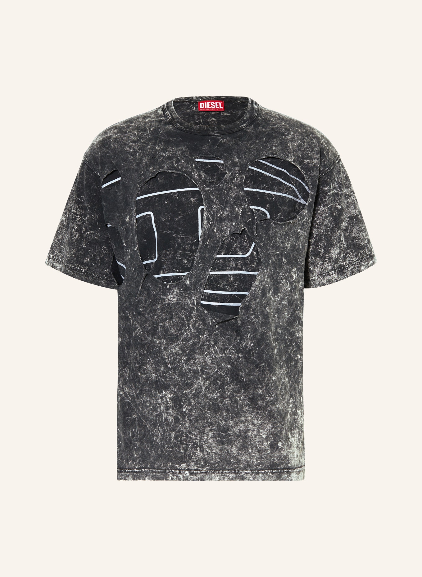 DIESEL T-shirt T-BOXT-PEELOVAL z wycięciem, Kolor: CZARNY (Obrazek 1)