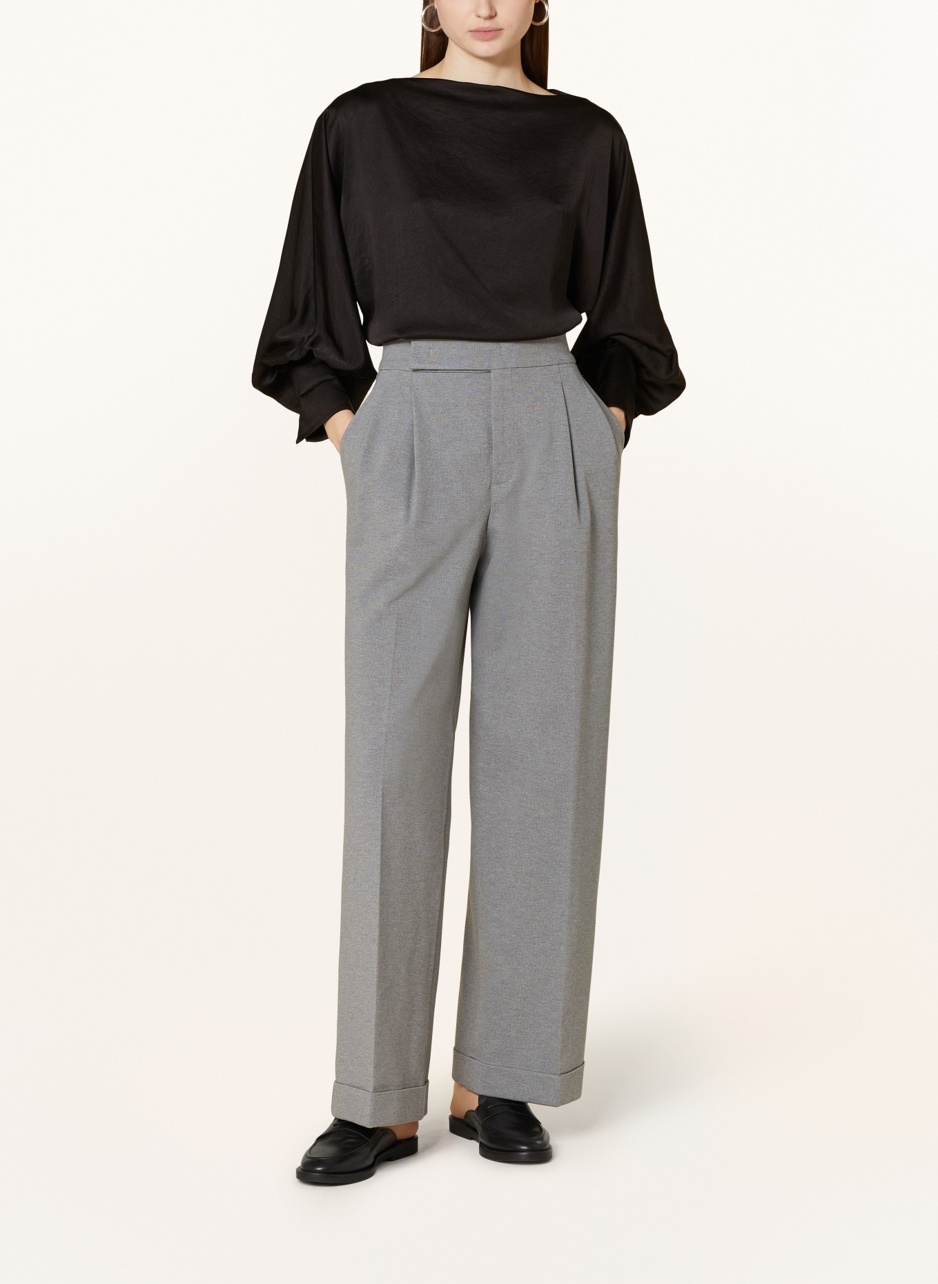 VANILIA Wide leg trousers made of jersey, Color: LIGHT GRAY (Image 2)