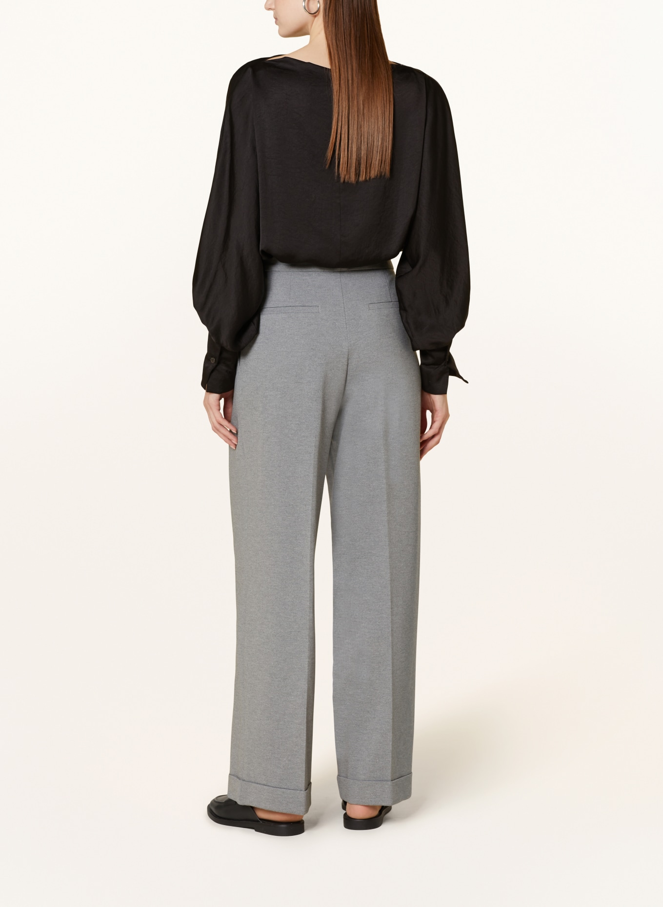 VANILIA Wide leg trousers made of jersey, Color: LIGHT GRAY (Image 3)