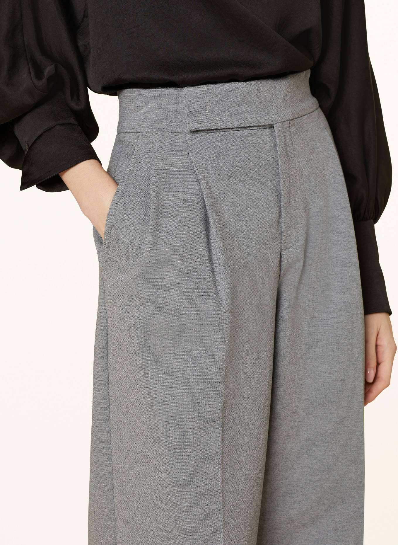 VANILIA Wide leg trousers made of jersey, Color: LIGHT GRAY (Image 5)