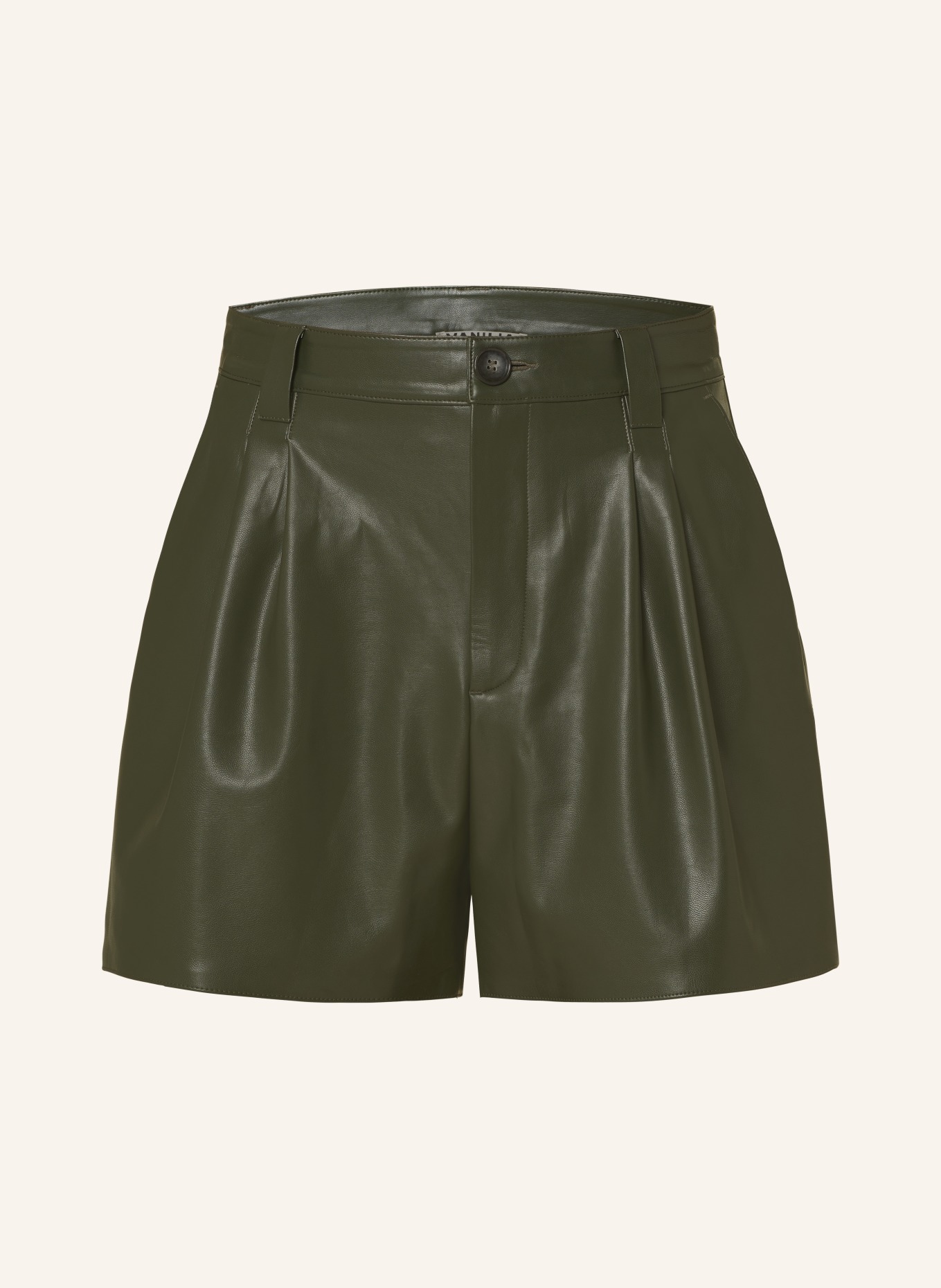 VANILIA Shorts in Lederoptik, Farbe: DUNKELGRÜN (Bild 1)